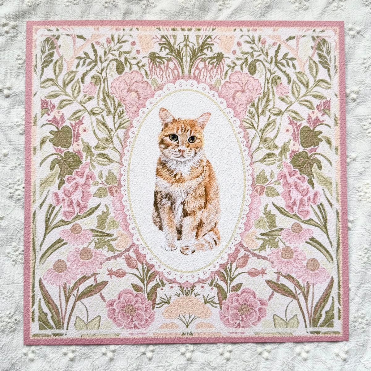"Rosalie Wallpaper" Orange Tabby Domestic Shorthair Cat Art Print
