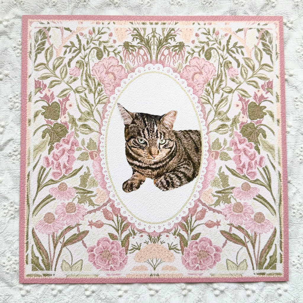 "Rosalie Wallpaper" Brown Tabby Domestic Shorthair Cat Art Print