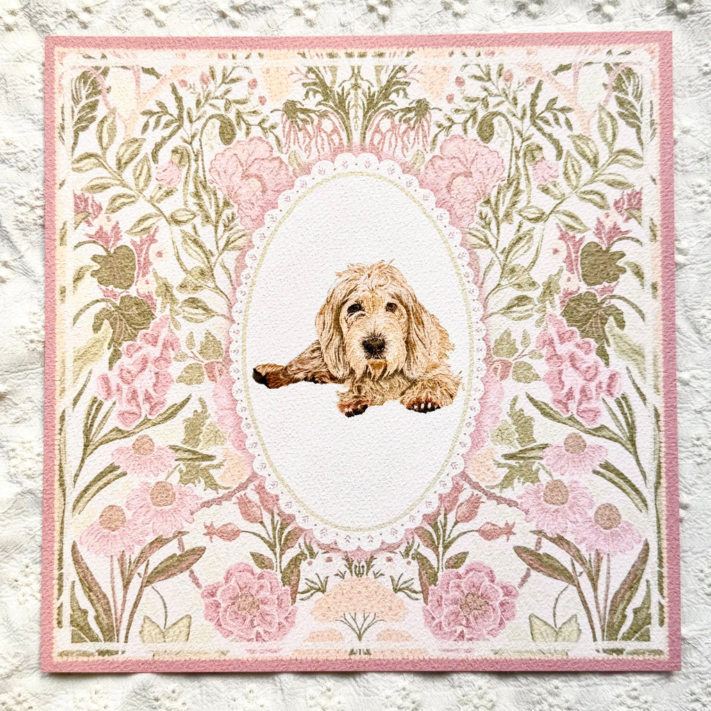 "Rosalie Wallpaper" Cream & White Petite Basset Griffon Vendéen Art Print