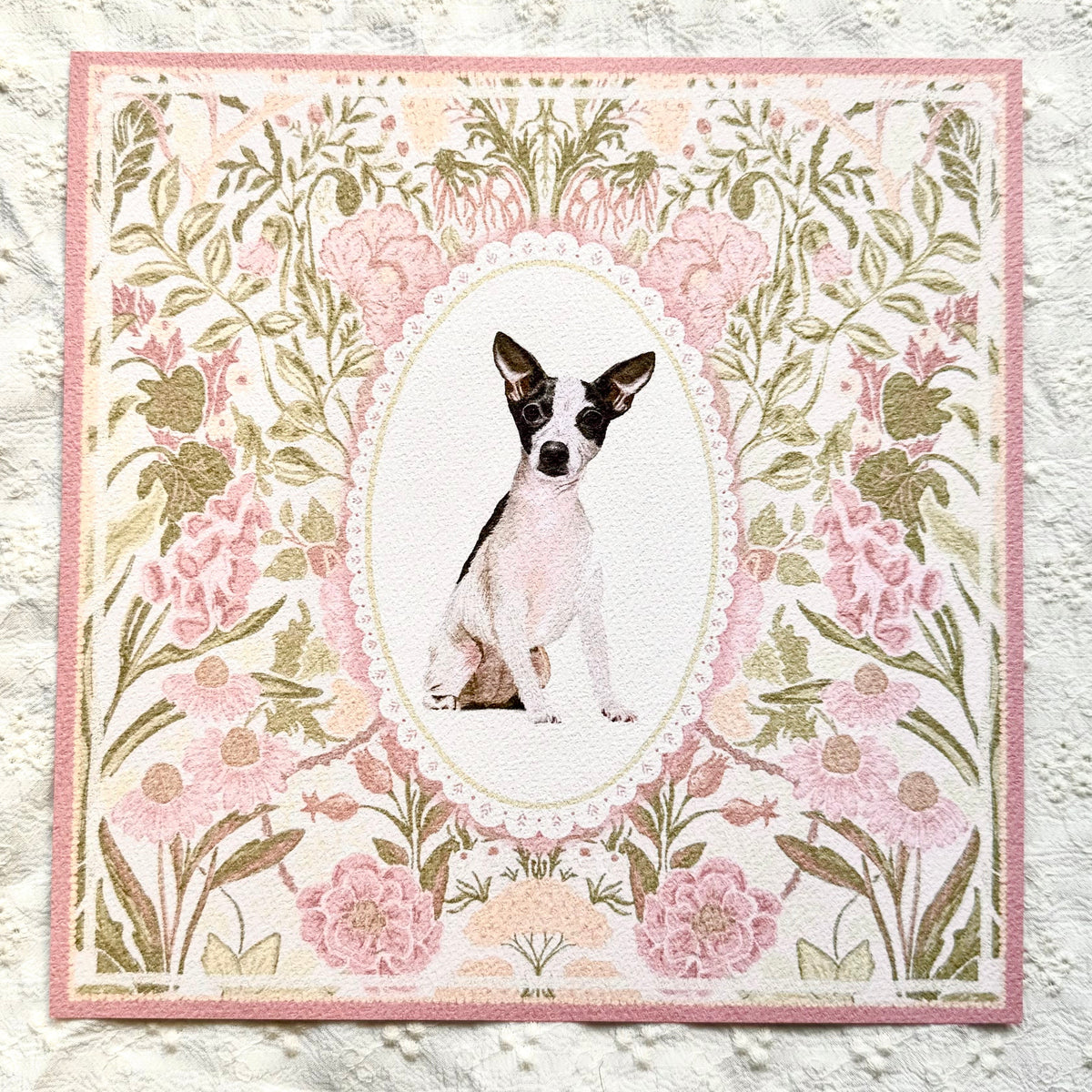 "Rosalie Wallpaper" Black & White Smooth-Haired Chihuahua Art Print