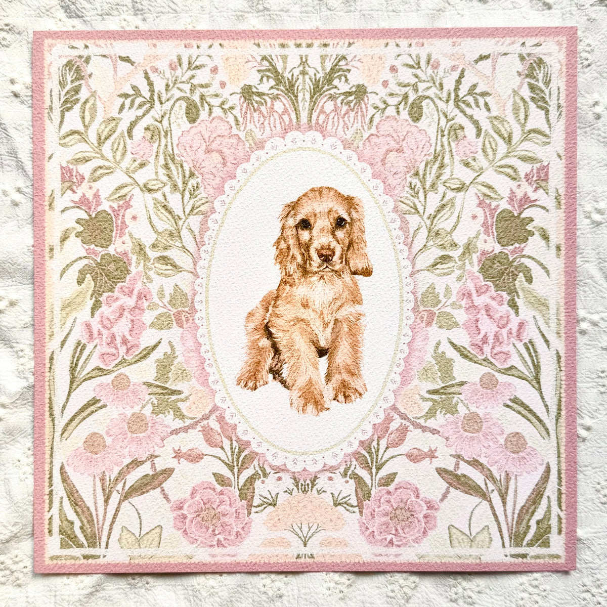 "Rosalie Wallpaper" Golden English Cocker Spaniel Art Print