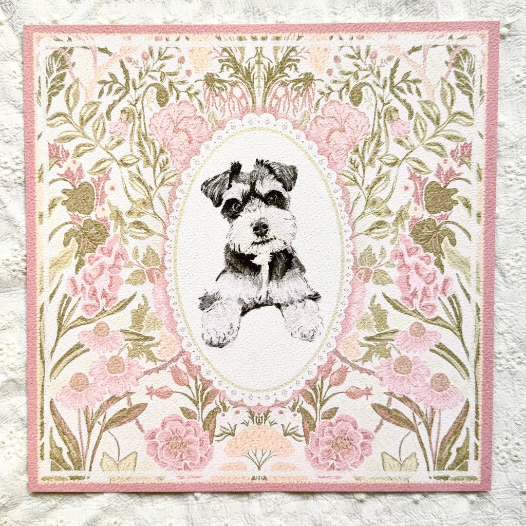 "Rosalie Wallpaper" Miniature Salt & Pepper Schnauzer Art Print