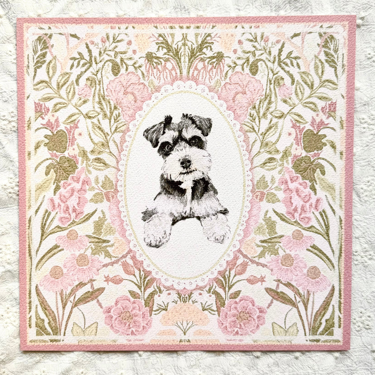 "Rosalie Wallpaper" Miniature Salt & Pepper Schnauzer Art Print