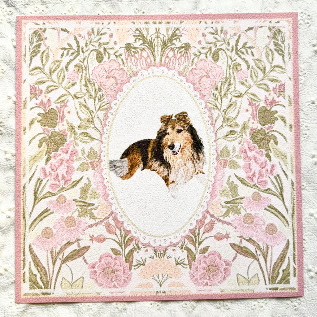 "Rosalie Wallpaper" Sable & White Rough Collie Art Print