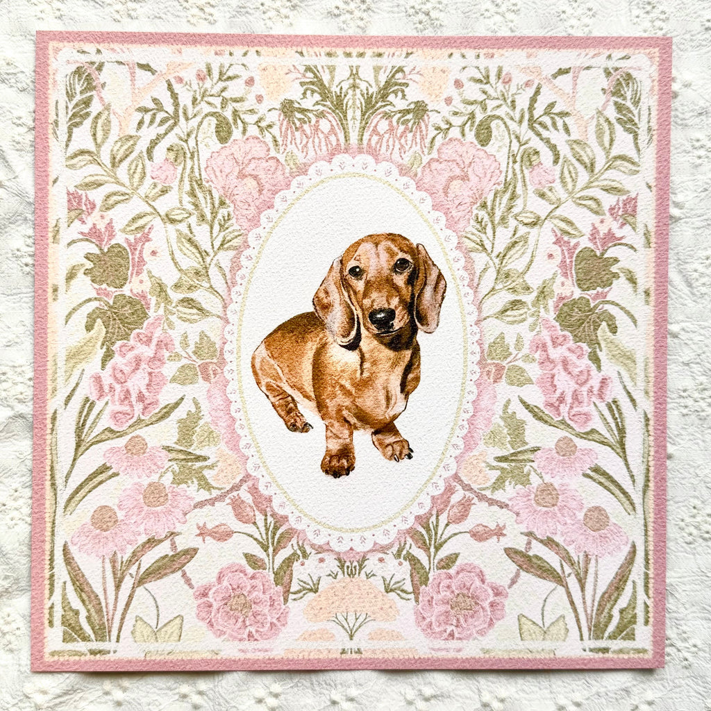"Rosalie Wallpaper" Red Smooth-Haired Dachshund Art Print