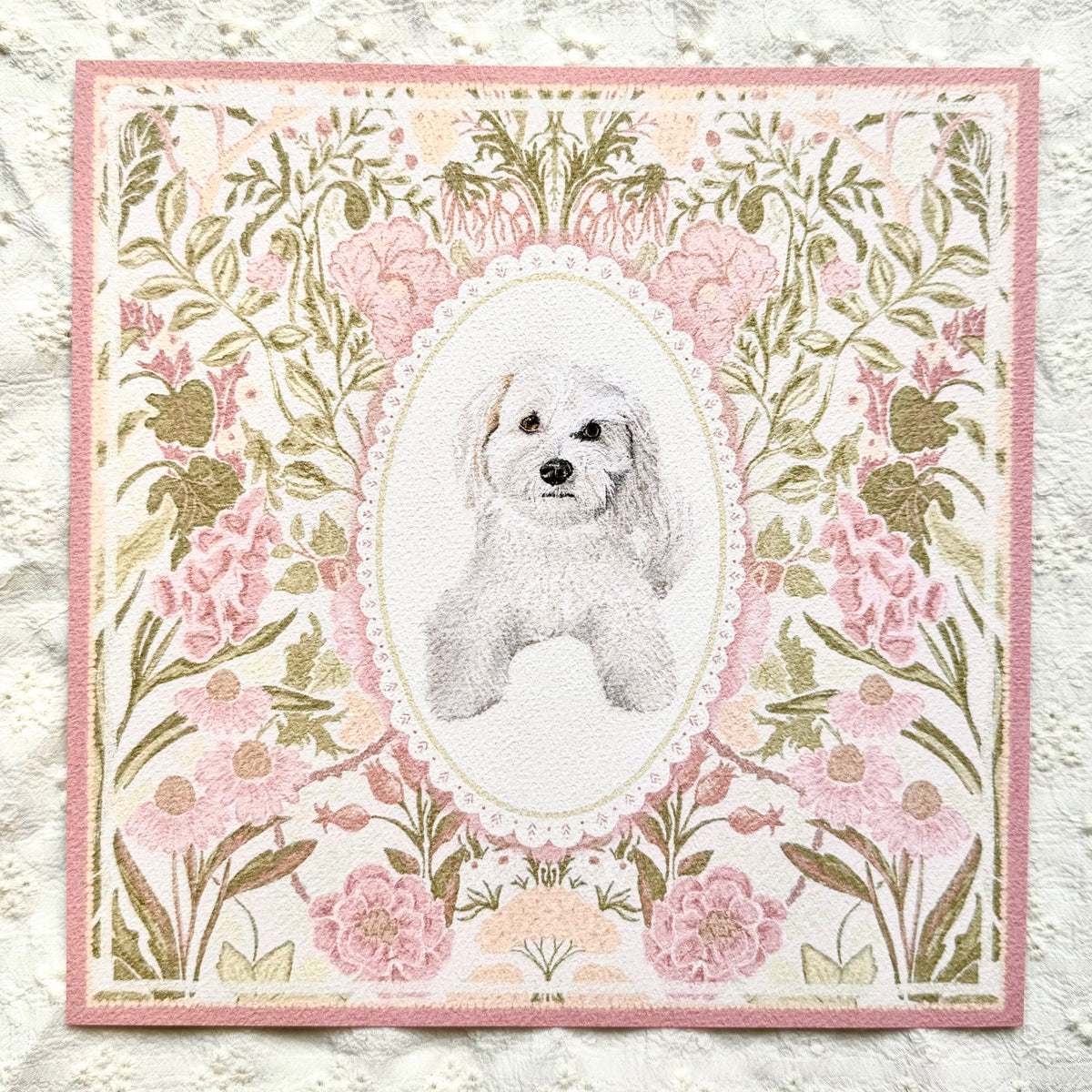 "Rosalie Wallpaper" Cream Maltipoo (Maltese x Poodle Mix) Art Print