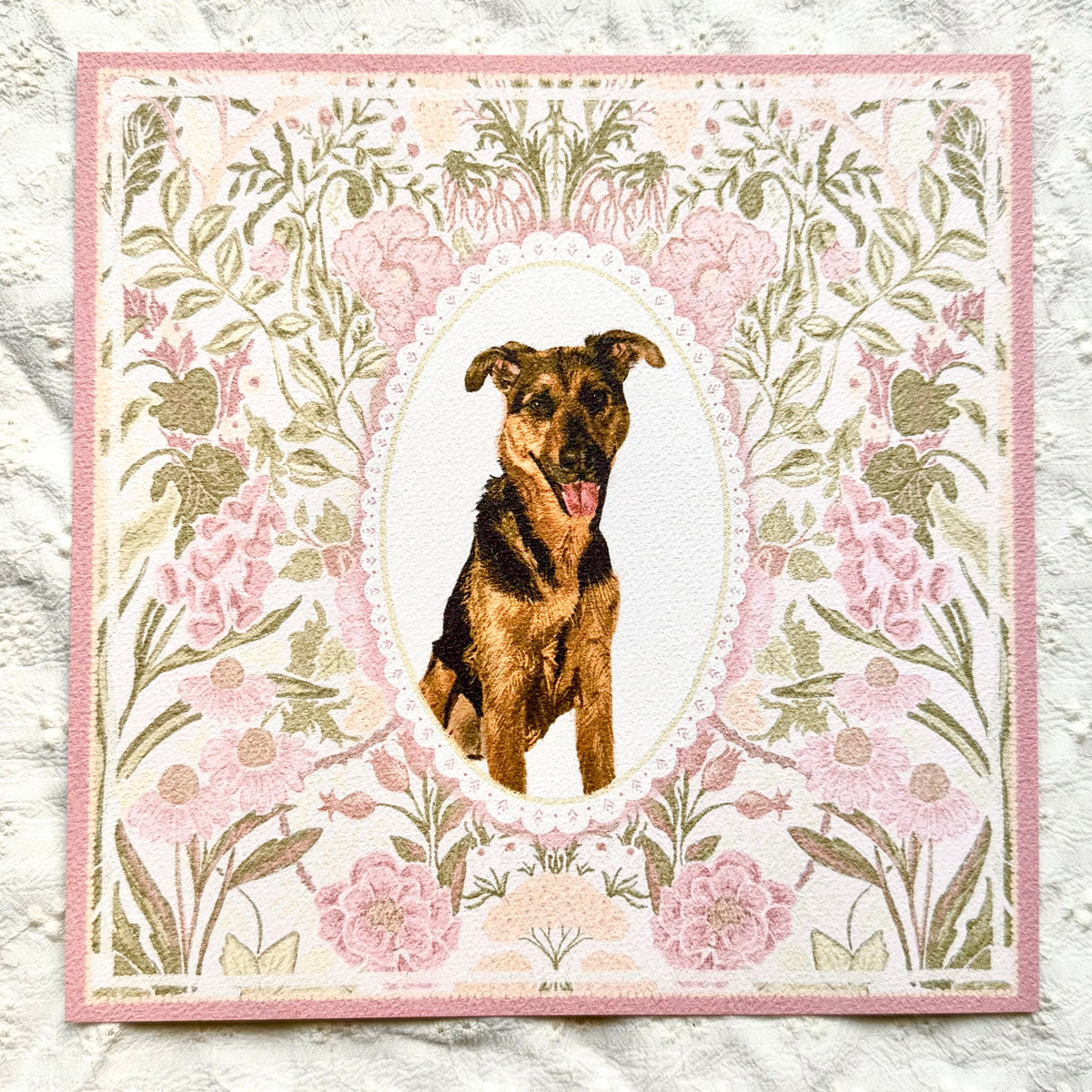 "Rosalie Wallpaper" Black & Tan German Shepherd Mix Art Print