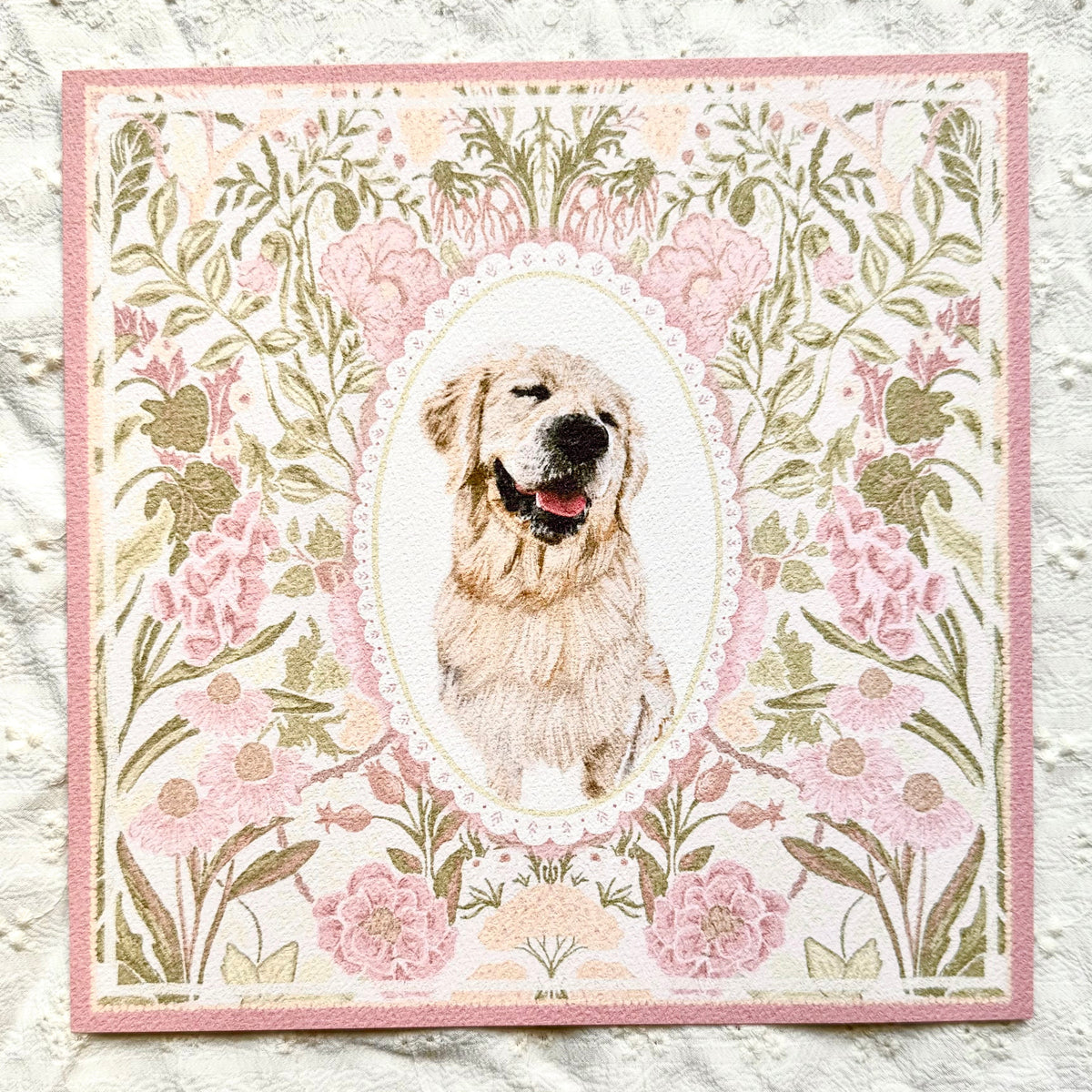 "Rosalie Wallpaper" English Cream Golden Retriever Art Print
