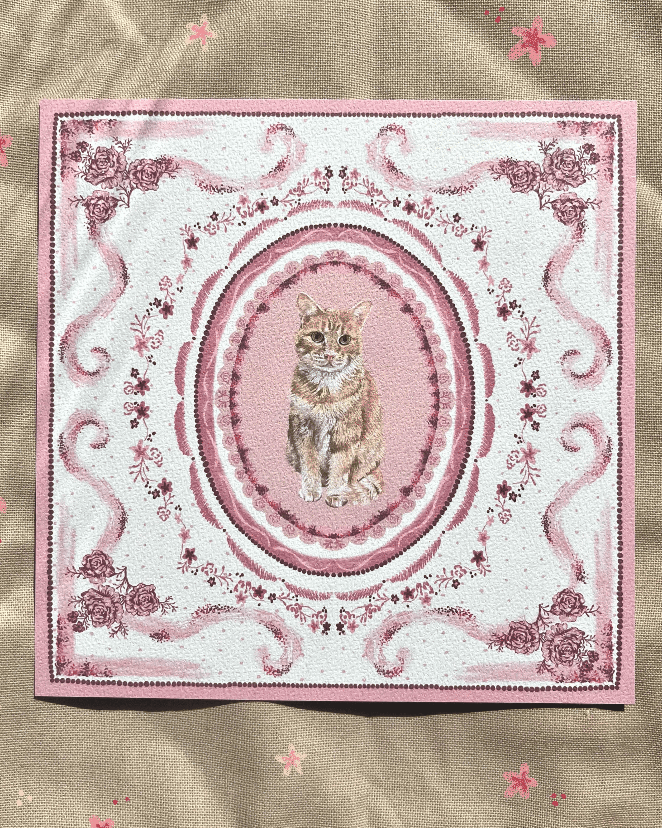 "Rosette Porcelain" Orange Tabby Cat Art Print