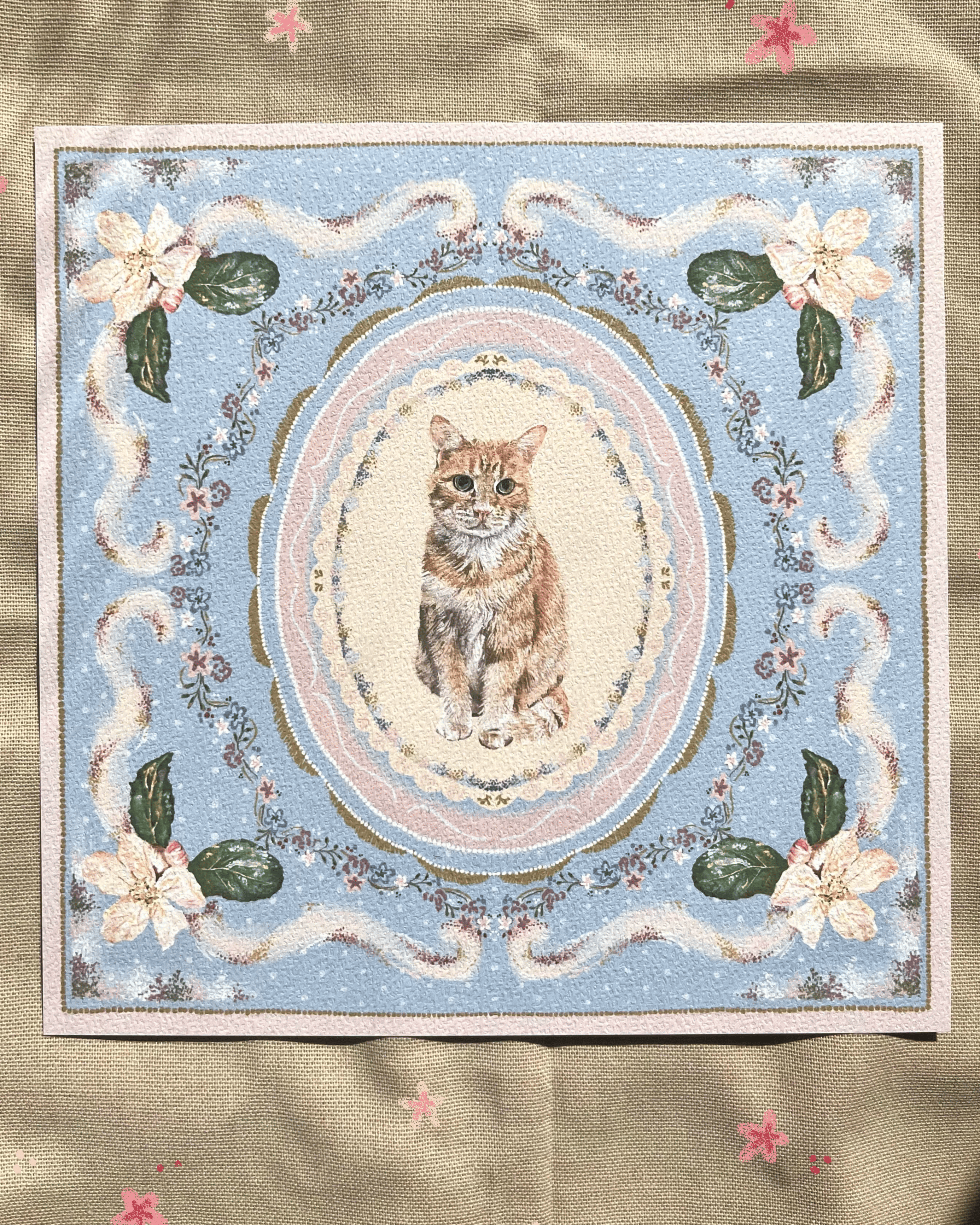 "Periwinkle Reverie" Orange Tabby Cat Art Print