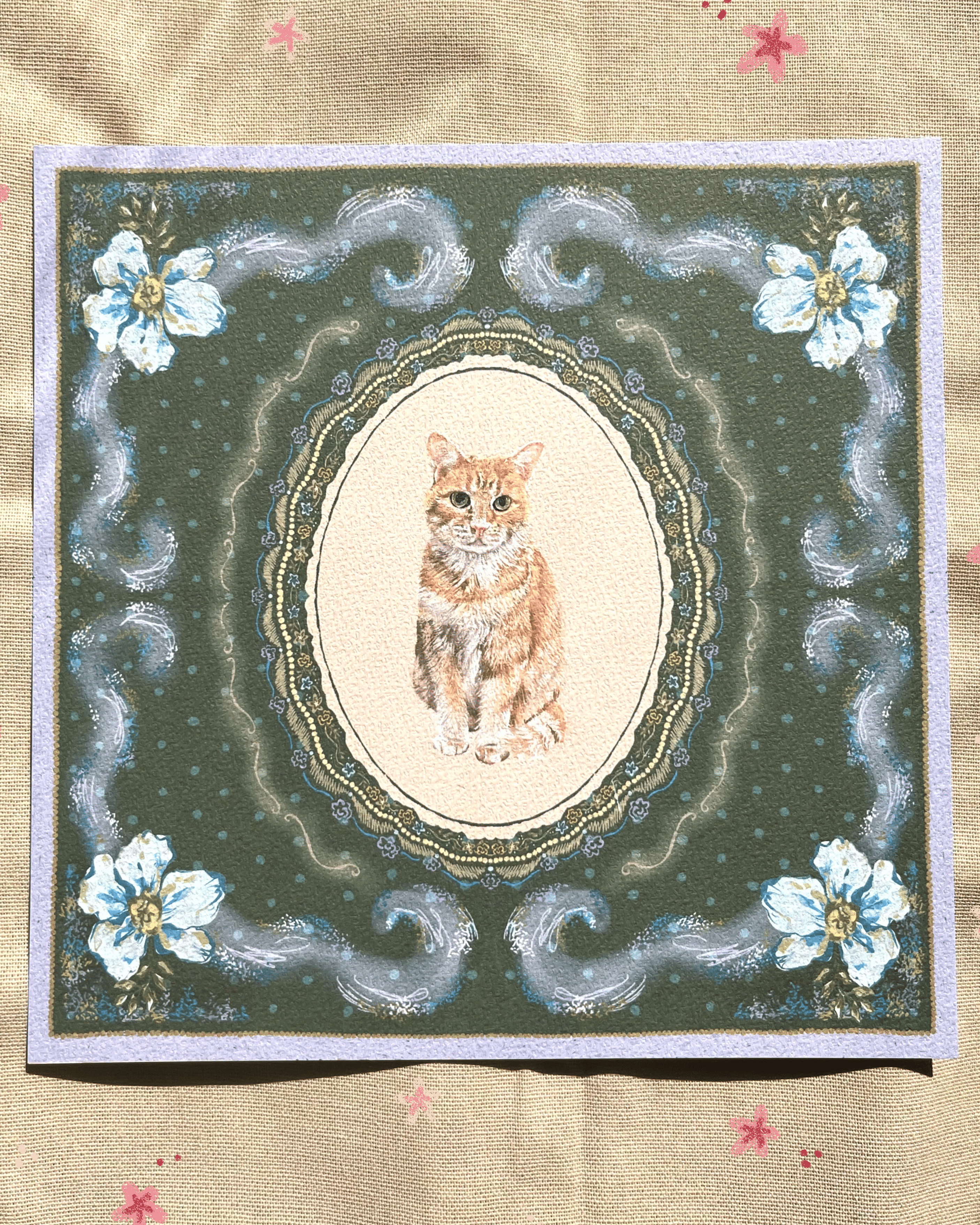 "Verdant Reverie" Orange Tabby Cat Art Print