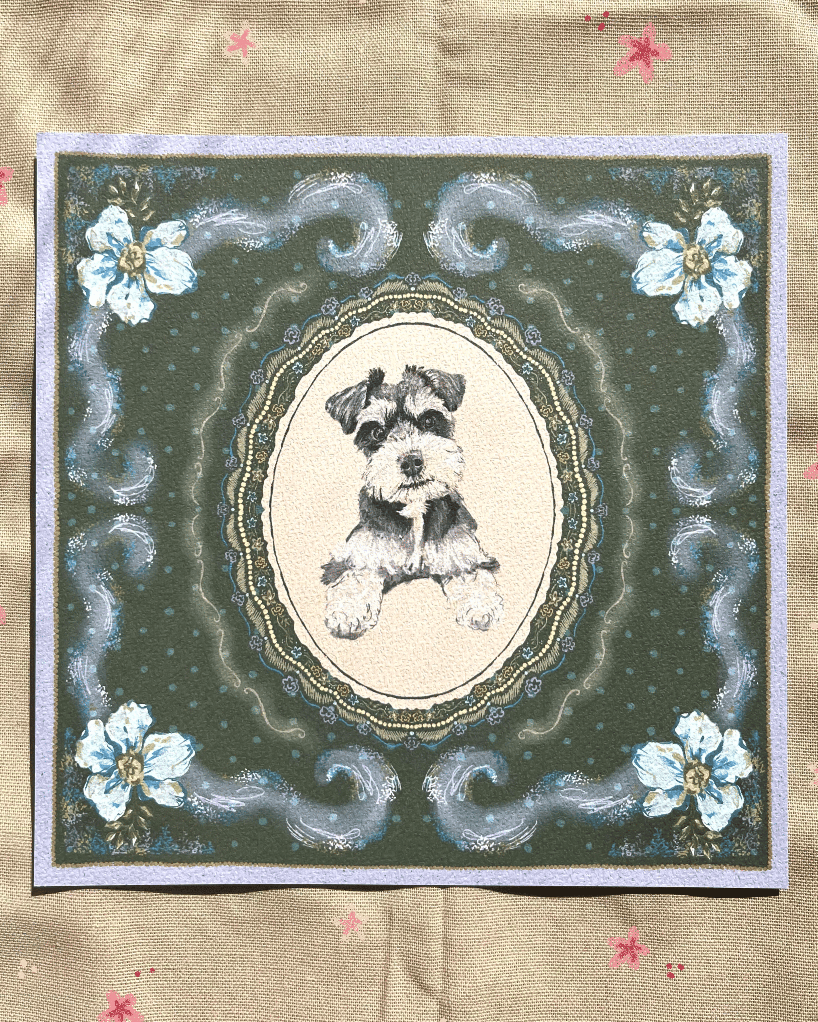 "Verdant Reverie" Miniature Salt & Pepper Schnauzer Art Print