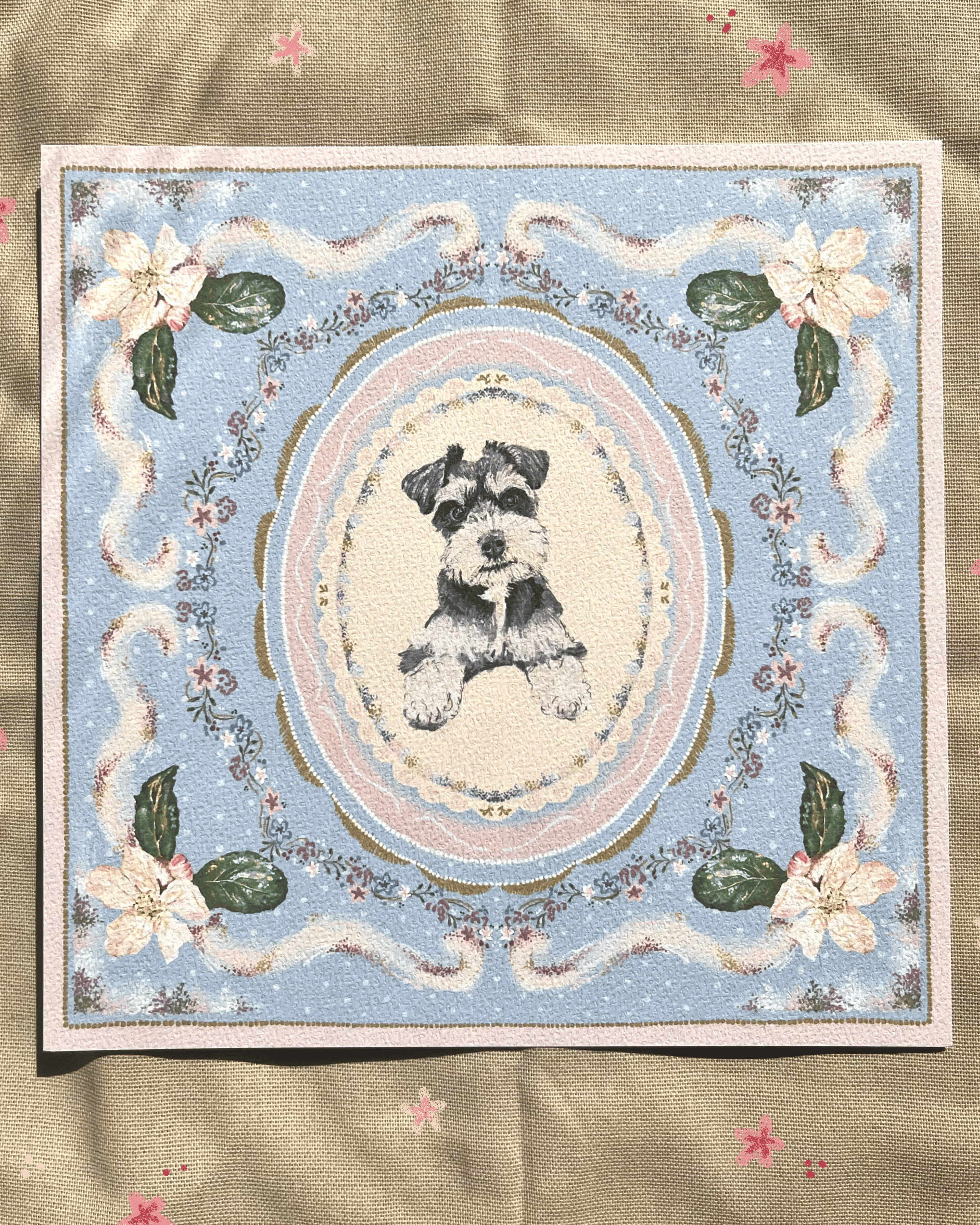 "Periwinkle Reverie" Miniature Salt & Pepper Schnauzer Art Print