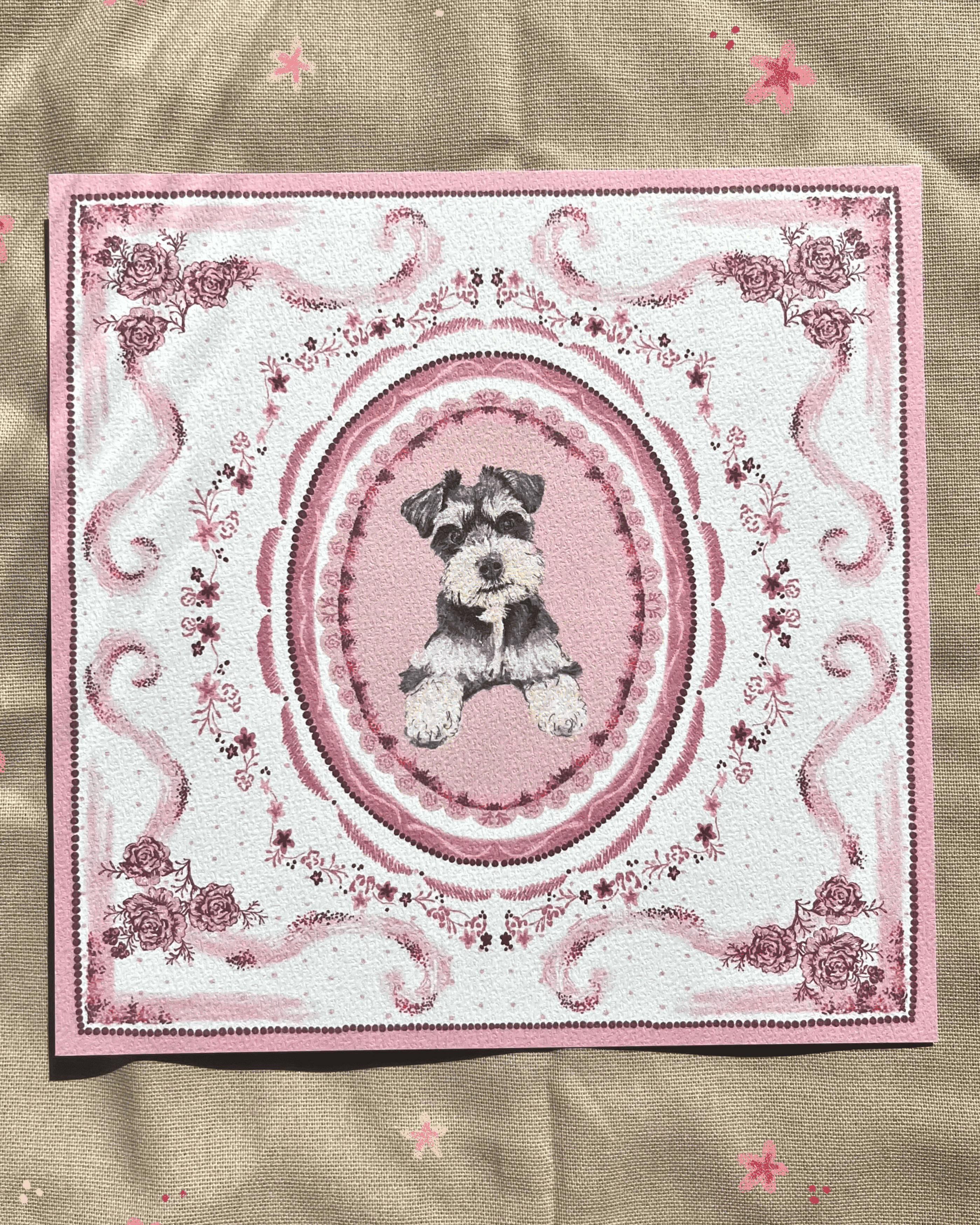 "Rosette Porcelain" Miniature Salt & Pepper Schnauzer Art Print