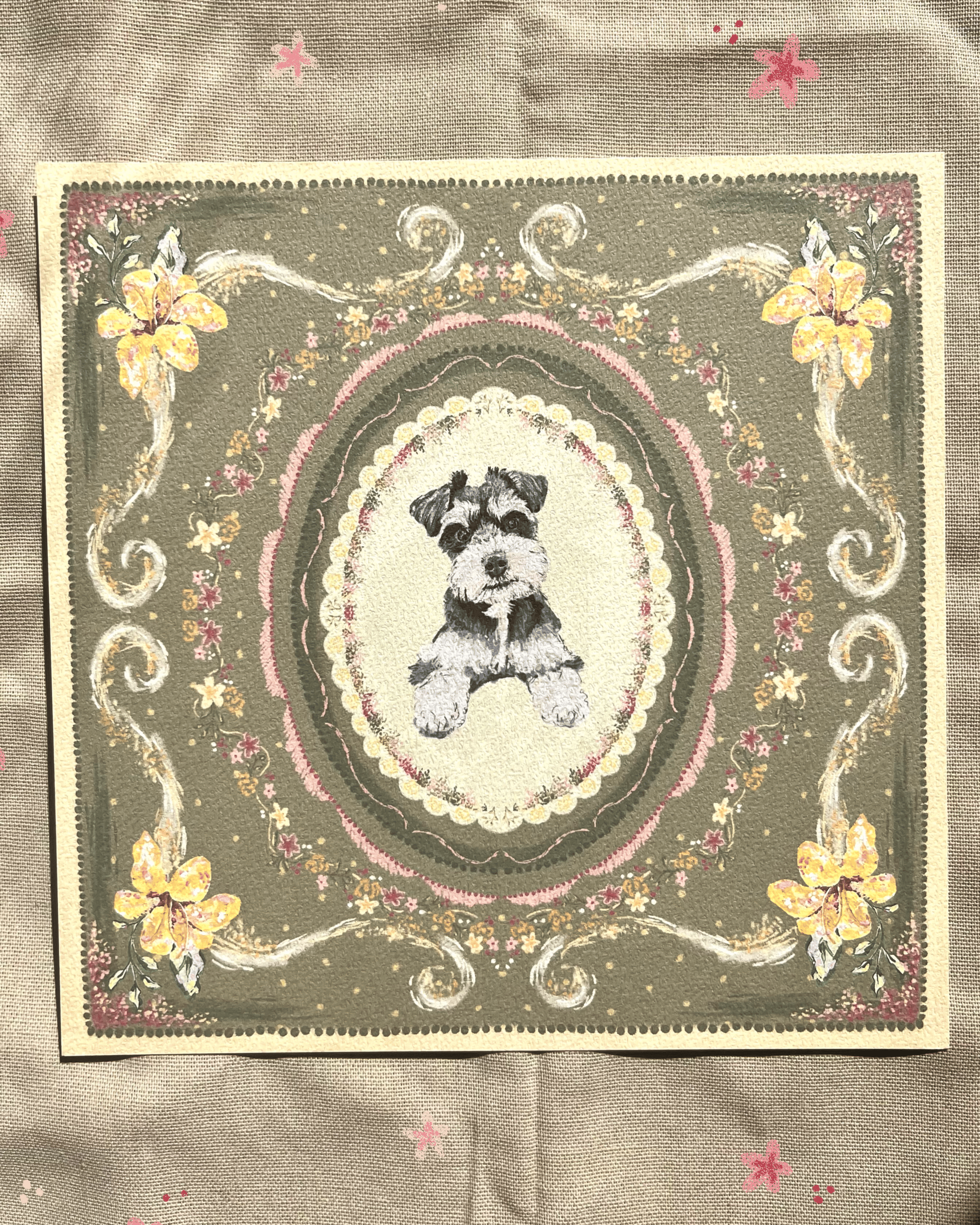 "Golden Reverie" Miniature Salt & Pepper Schnauzer Art Print