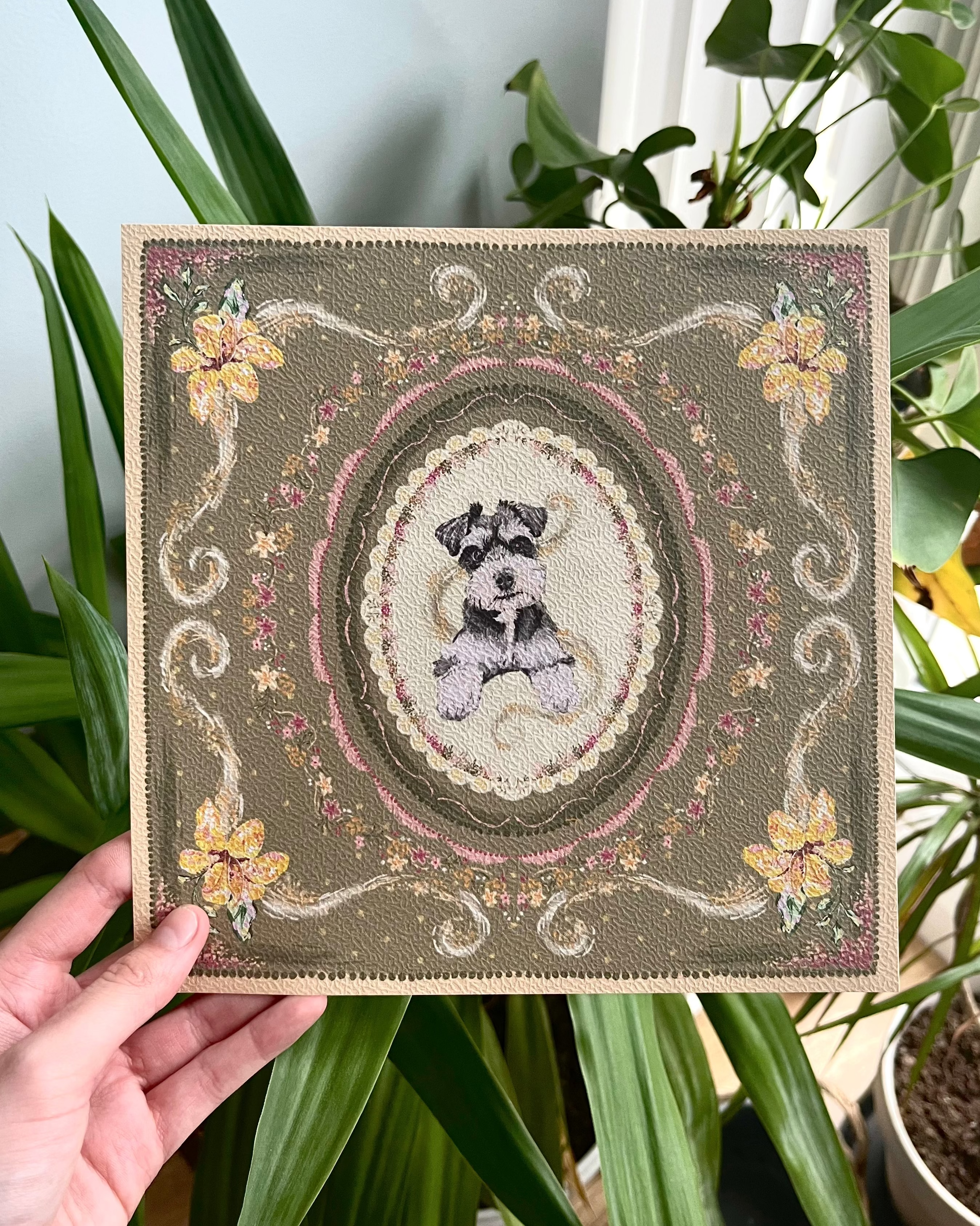 "Golden Reverie" Hand-Illustrated Personalised Pet Portrait Print