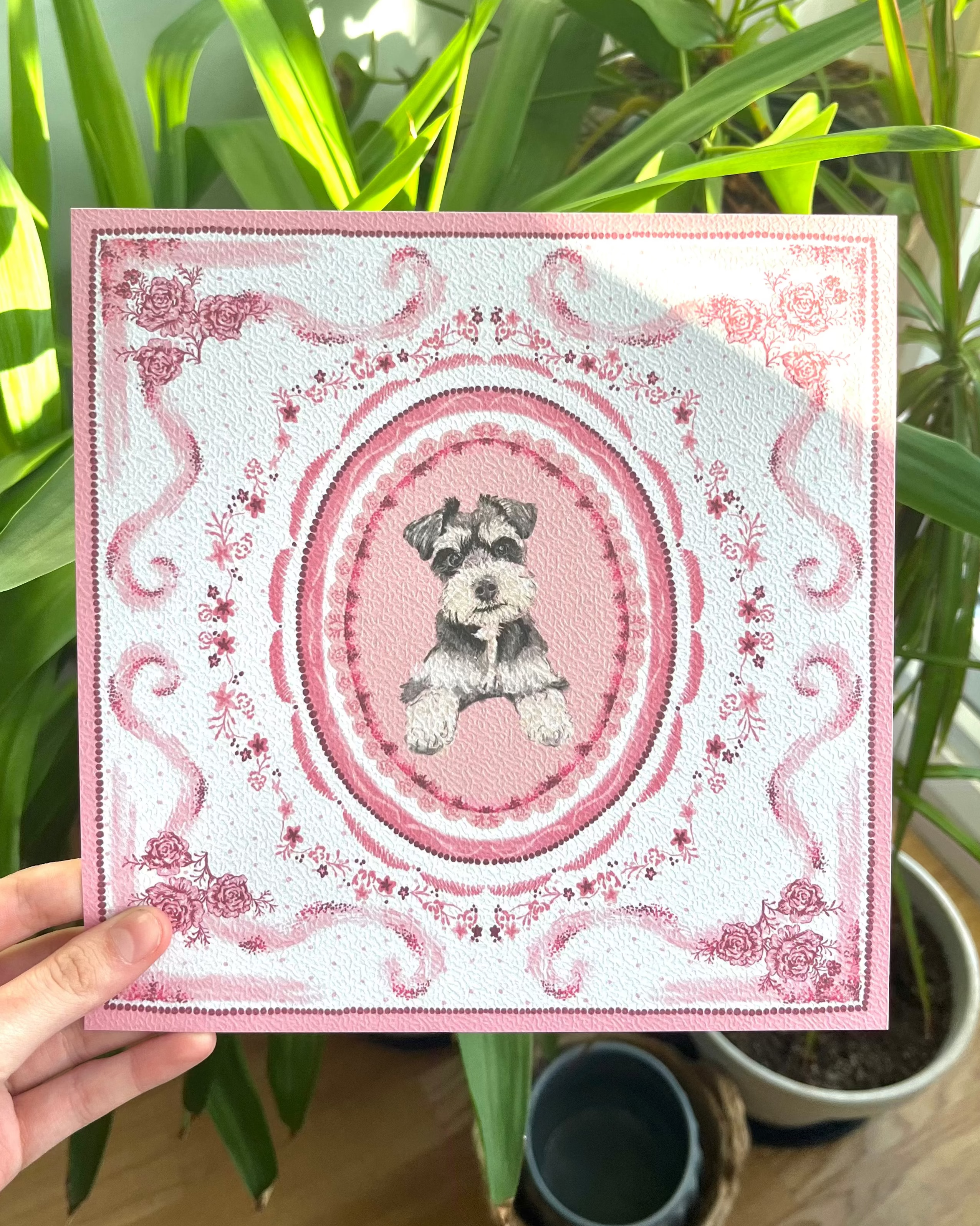 "Rosette Porcelain" Hand-Illustrated Personalised Pet Portrait Print