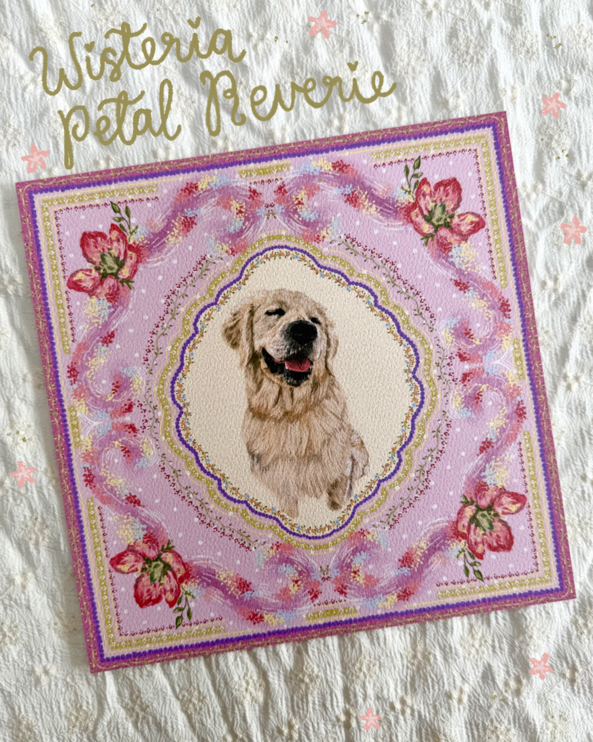 "Wisteria Petal Reverie" Hand-Illustrated Personalised Pet Portrait Print
