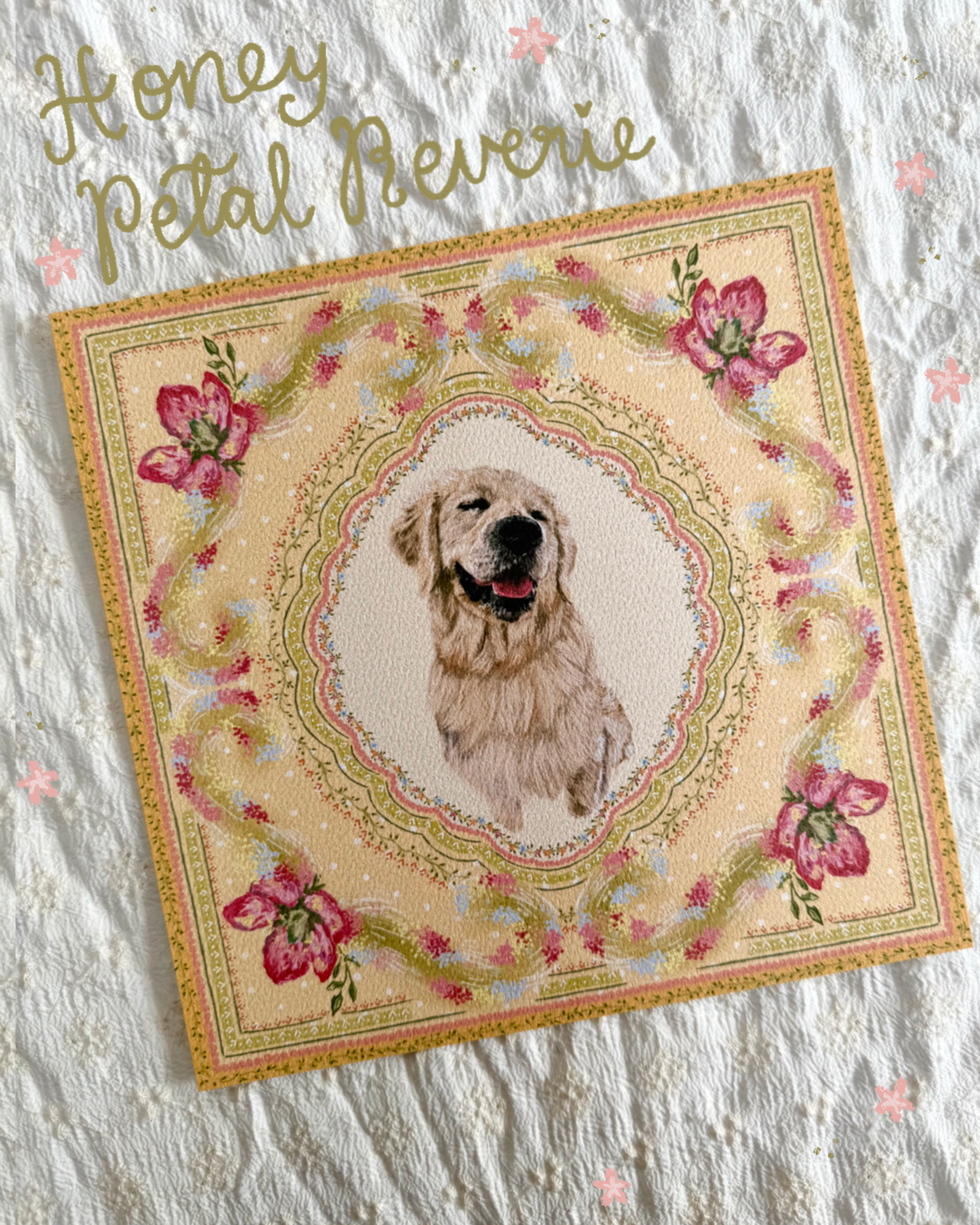 "Honey Petal Reverie" Hand-Illustrated Personalised Pet Portrait Print