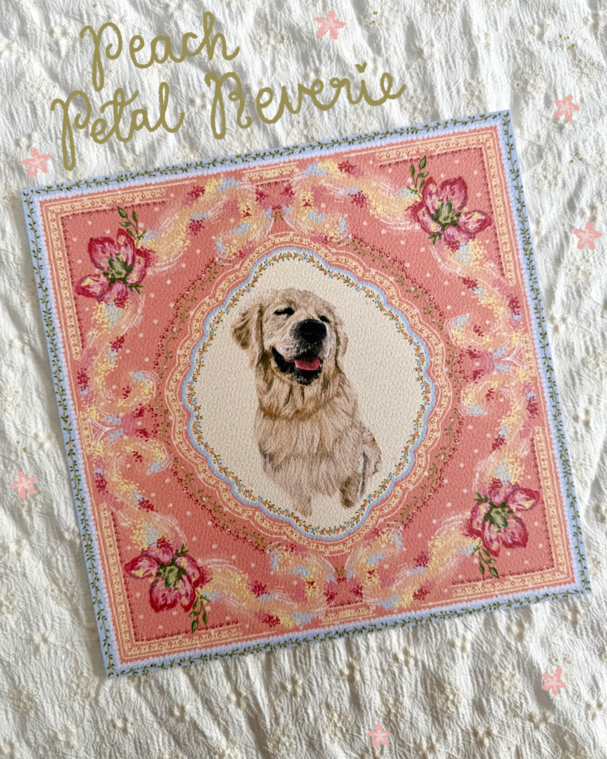 "Peach Petal Reverie" Hand-Illustrated Personalised Pet Portrait Print