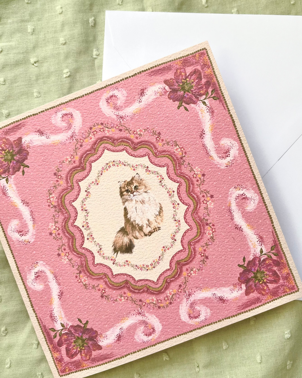 "Briar Reverie" Golden Chinchilla Persian Cat Greeting Card