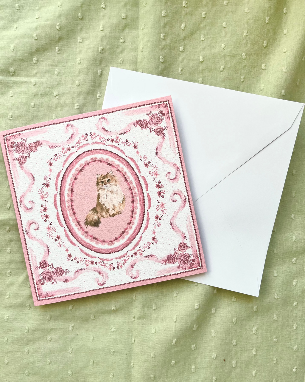 "Rosette Porcelain" Golden Chinchilla Persian Cat Greeting Card