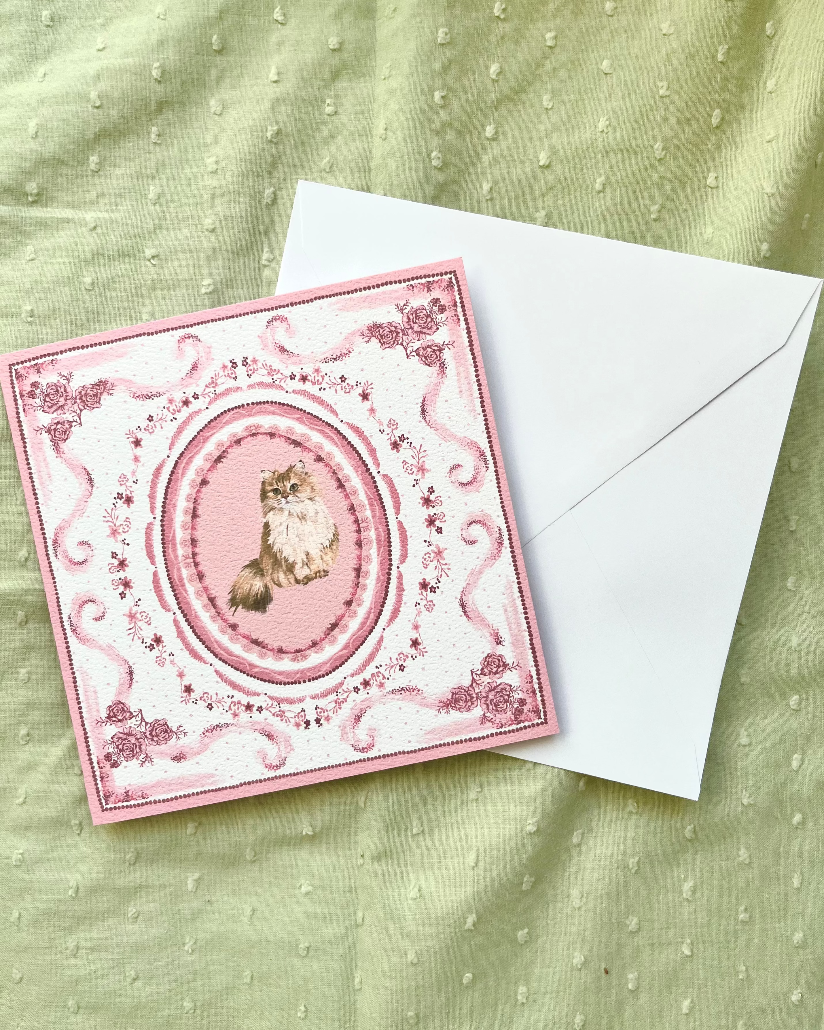 "Rosette Porcelain" Golden Chinchilla Persian Cat Greeting Card
