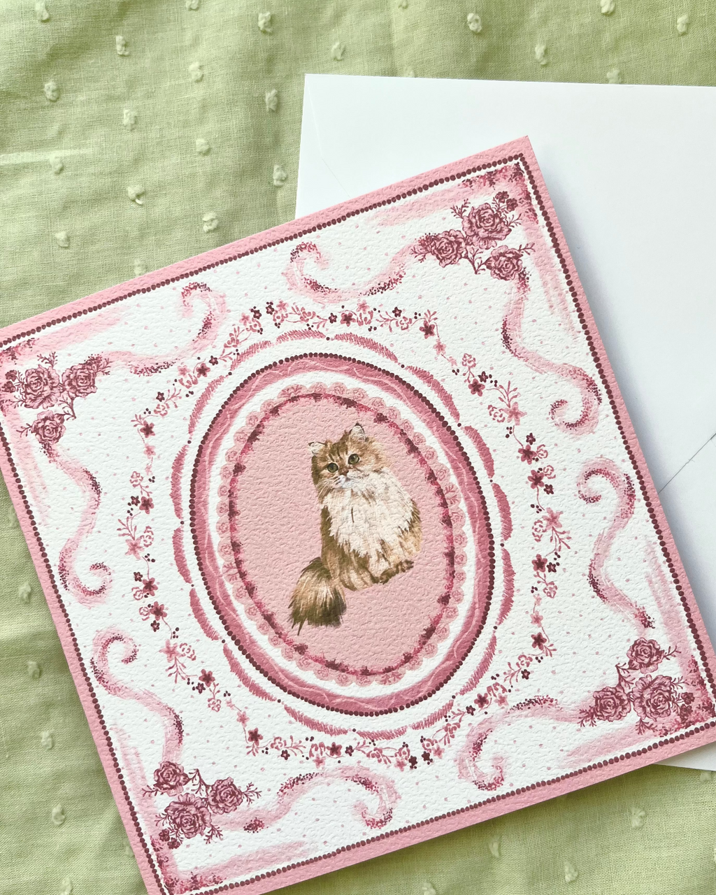 "Rosette Porcelain" Golden Chinchilla Persian Cat Greeting Card