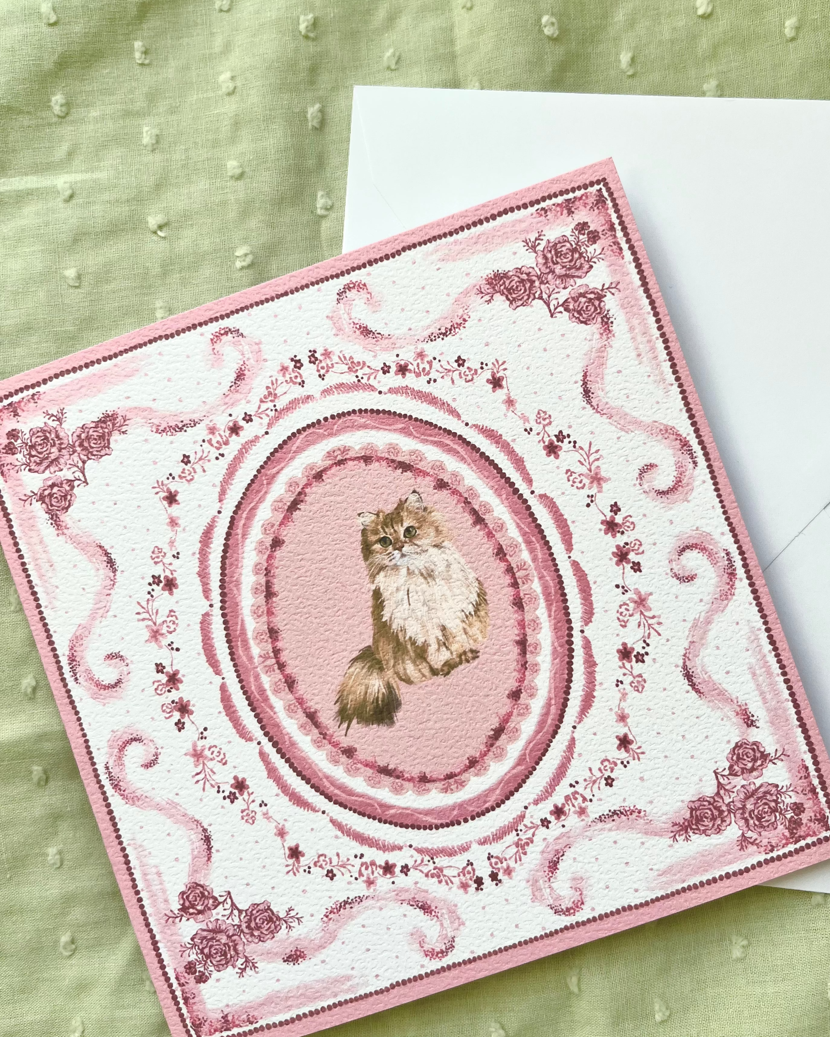 "Rosette Porcelain" Golden Chinchilla Persian Cat Greeting Card