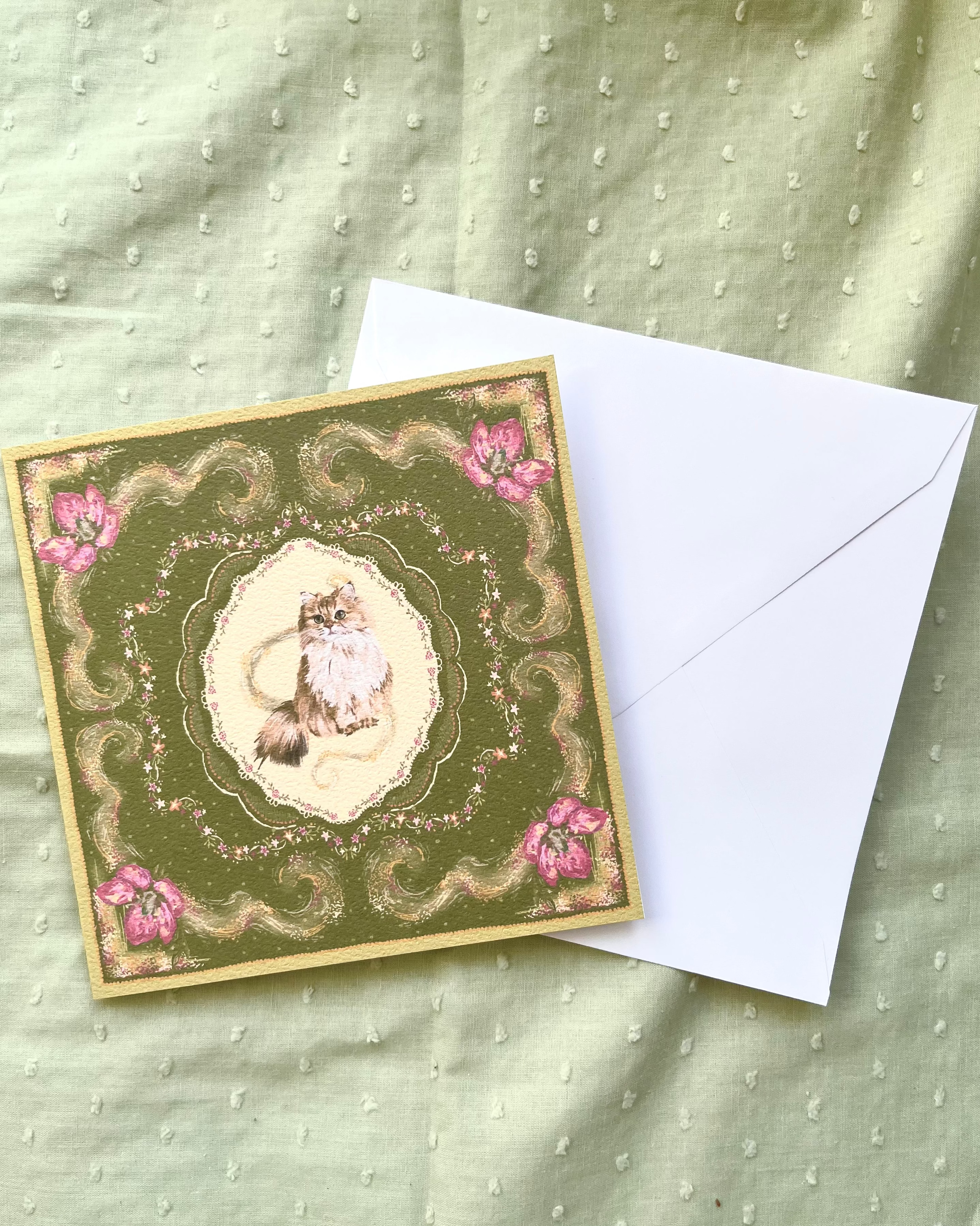 "Bayou Reverie" Golden Chinchilla Persian Cat Greeting Card