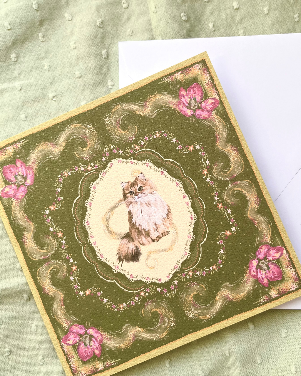 "Bayou Reverie" Golden Chinchilla Persian Cat Greeting Card