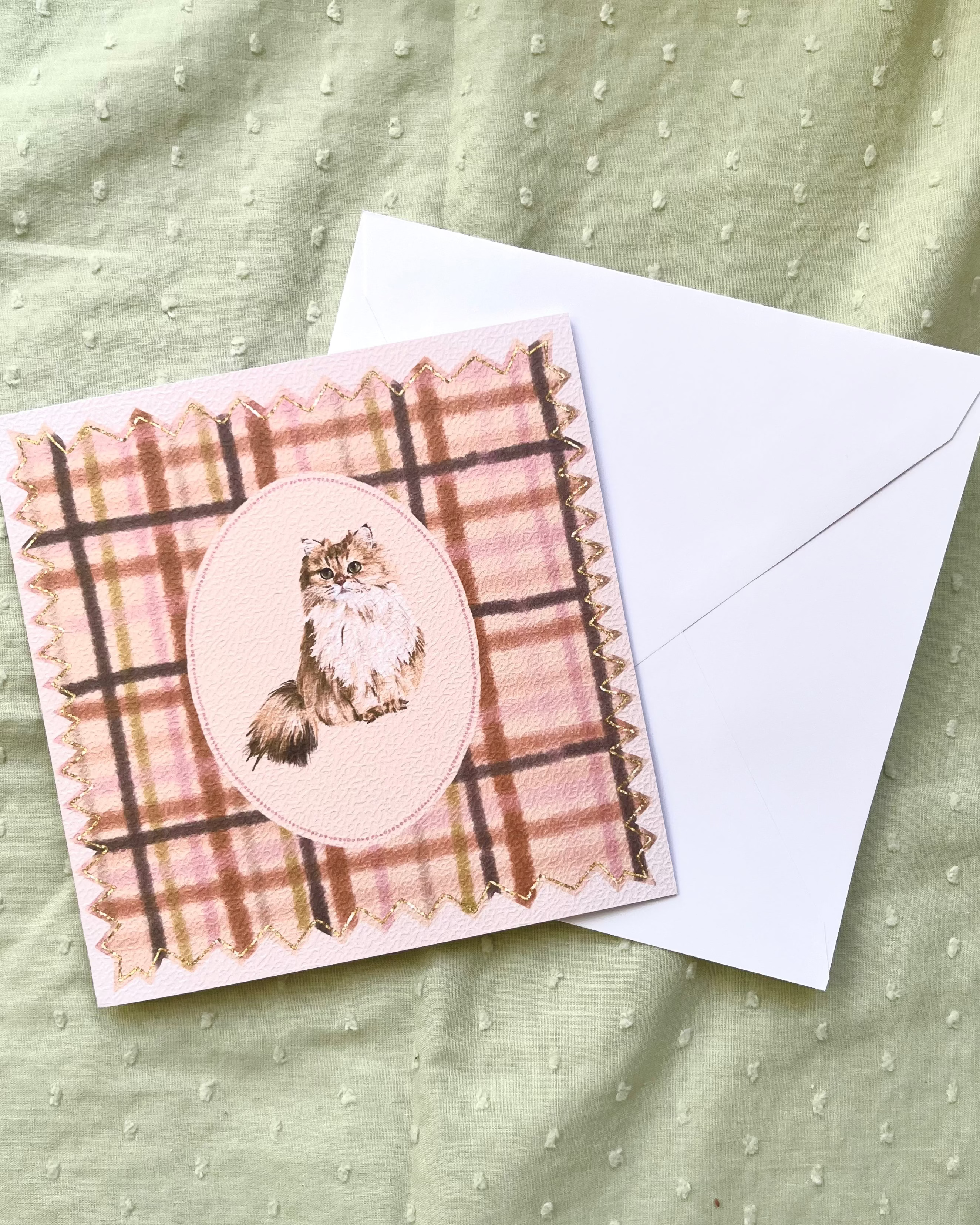 "Auburn Plaid" Golden Chinchilla Persian Cat Greeting Card