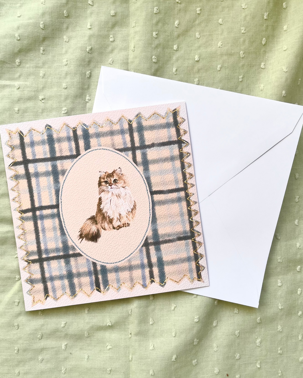 "Powder Plaid" Golden Chinchilla Persian Cat Greeting Card