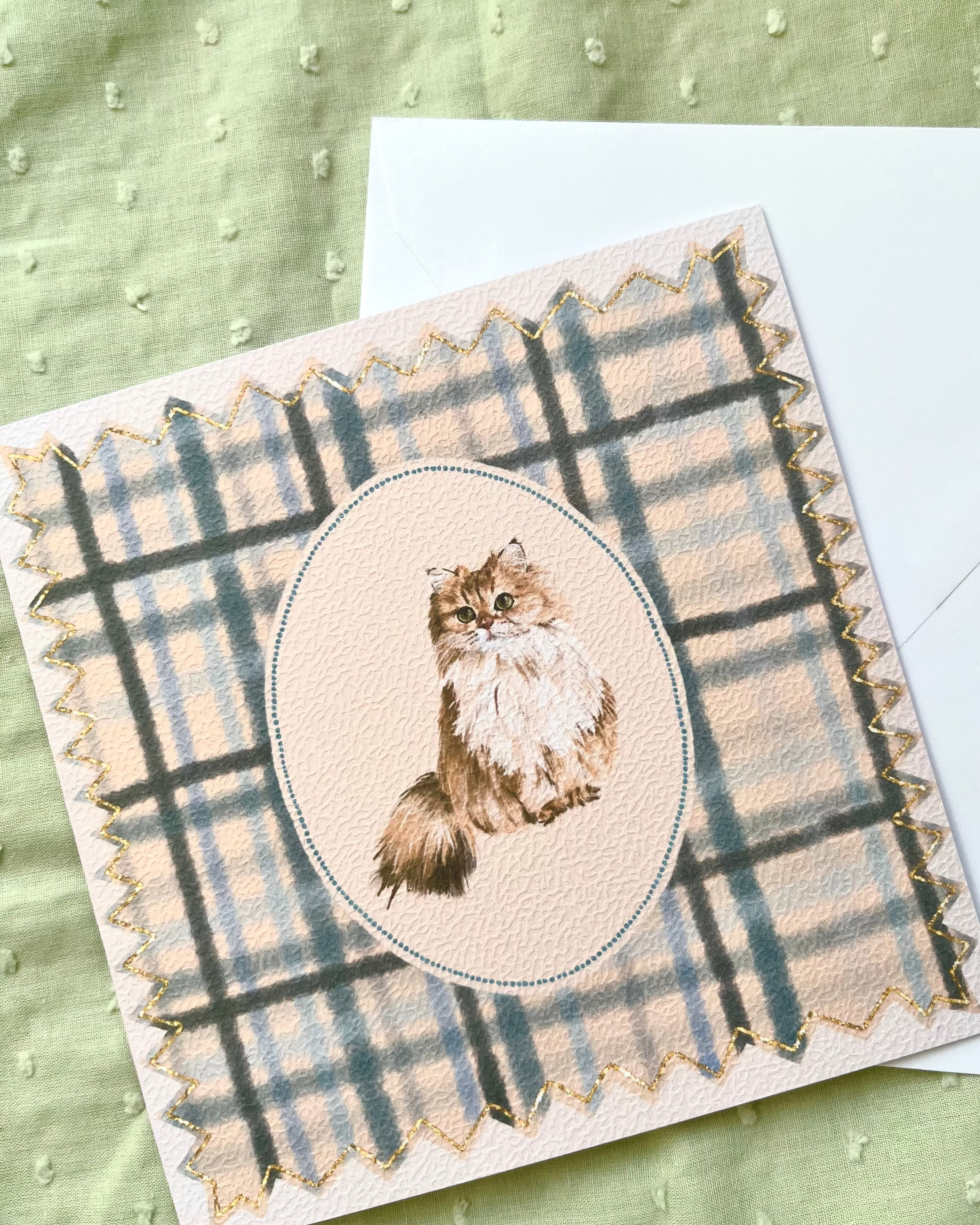 "Powder Plaid" Golden Chinchilla Persian Cat Greeting Card