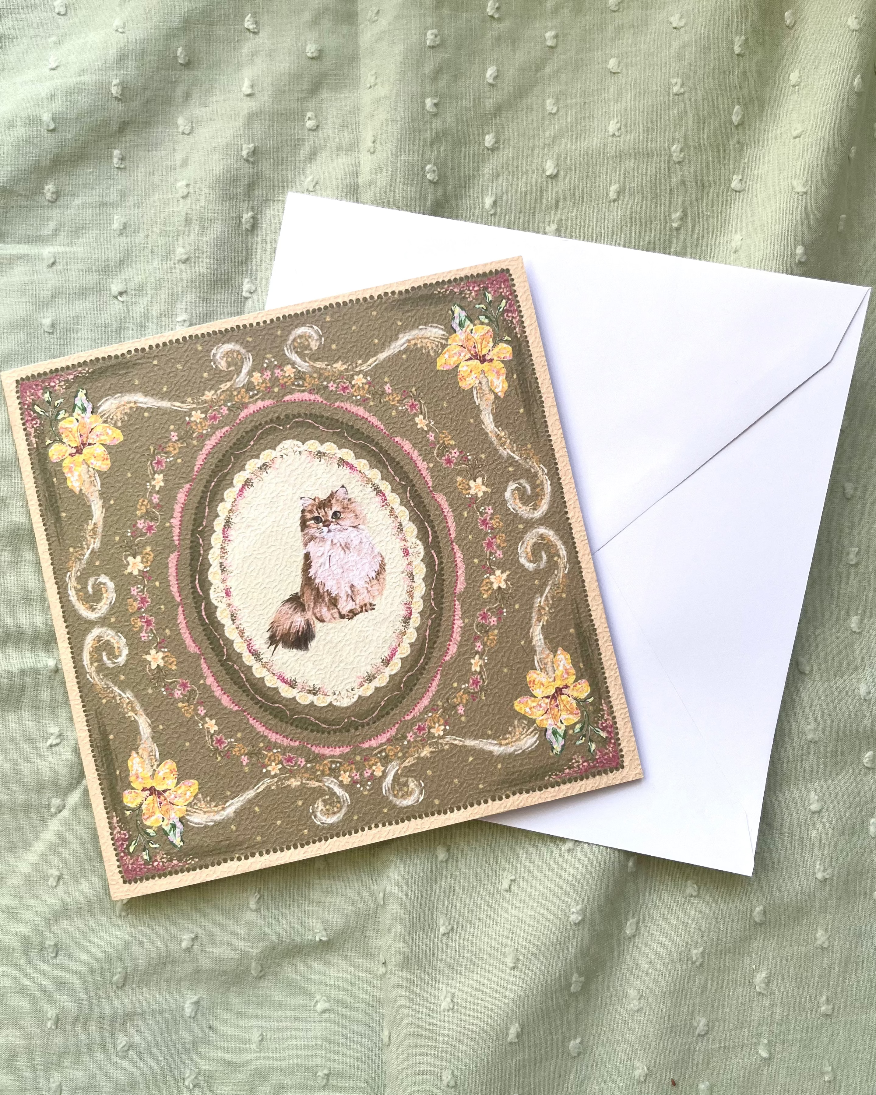 "Golden Reverie" Golden Chinchilla Persian Cat Greeting Card