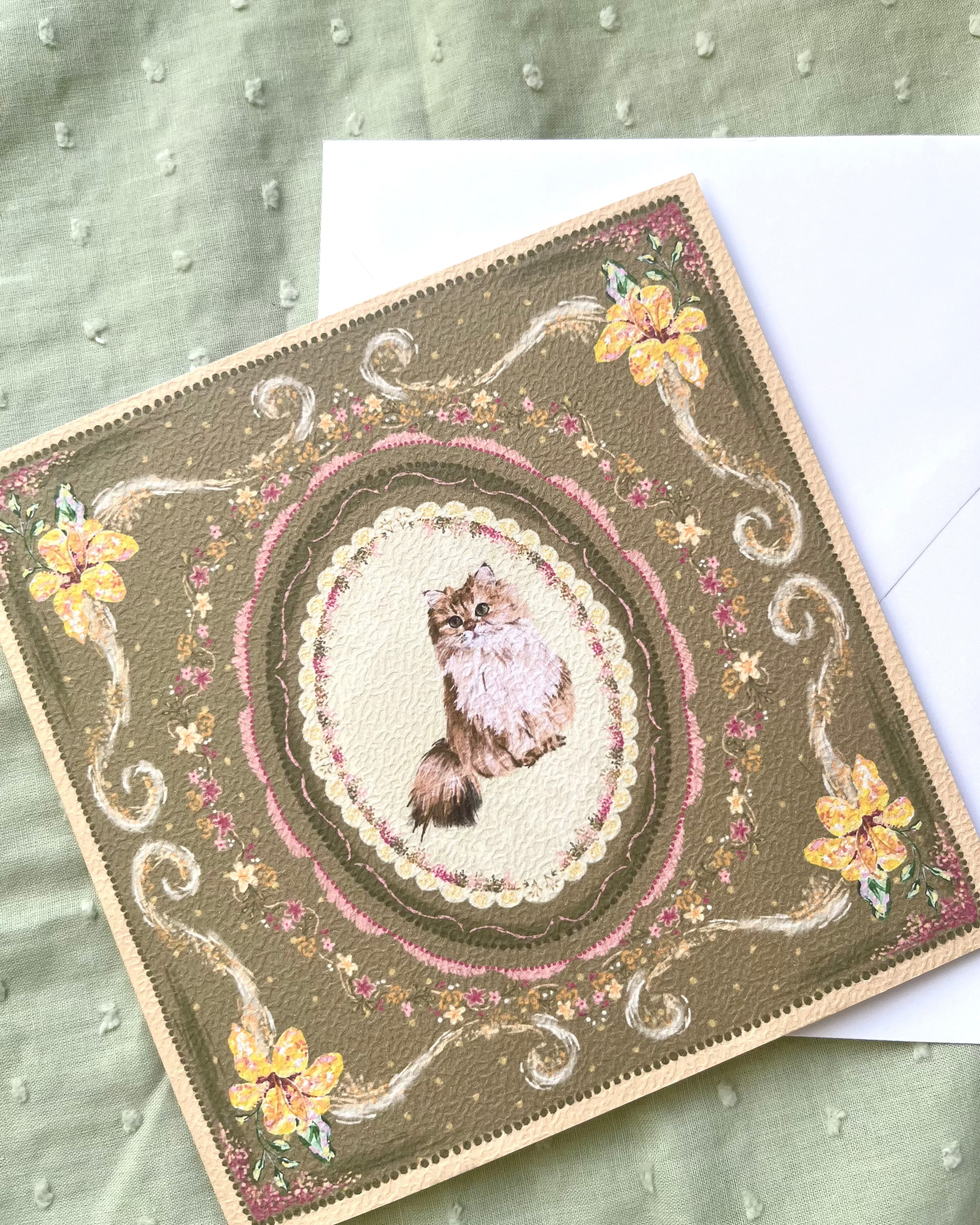 "Golden Reverie" Golden Chinchilla Persian Cat Greeting Card