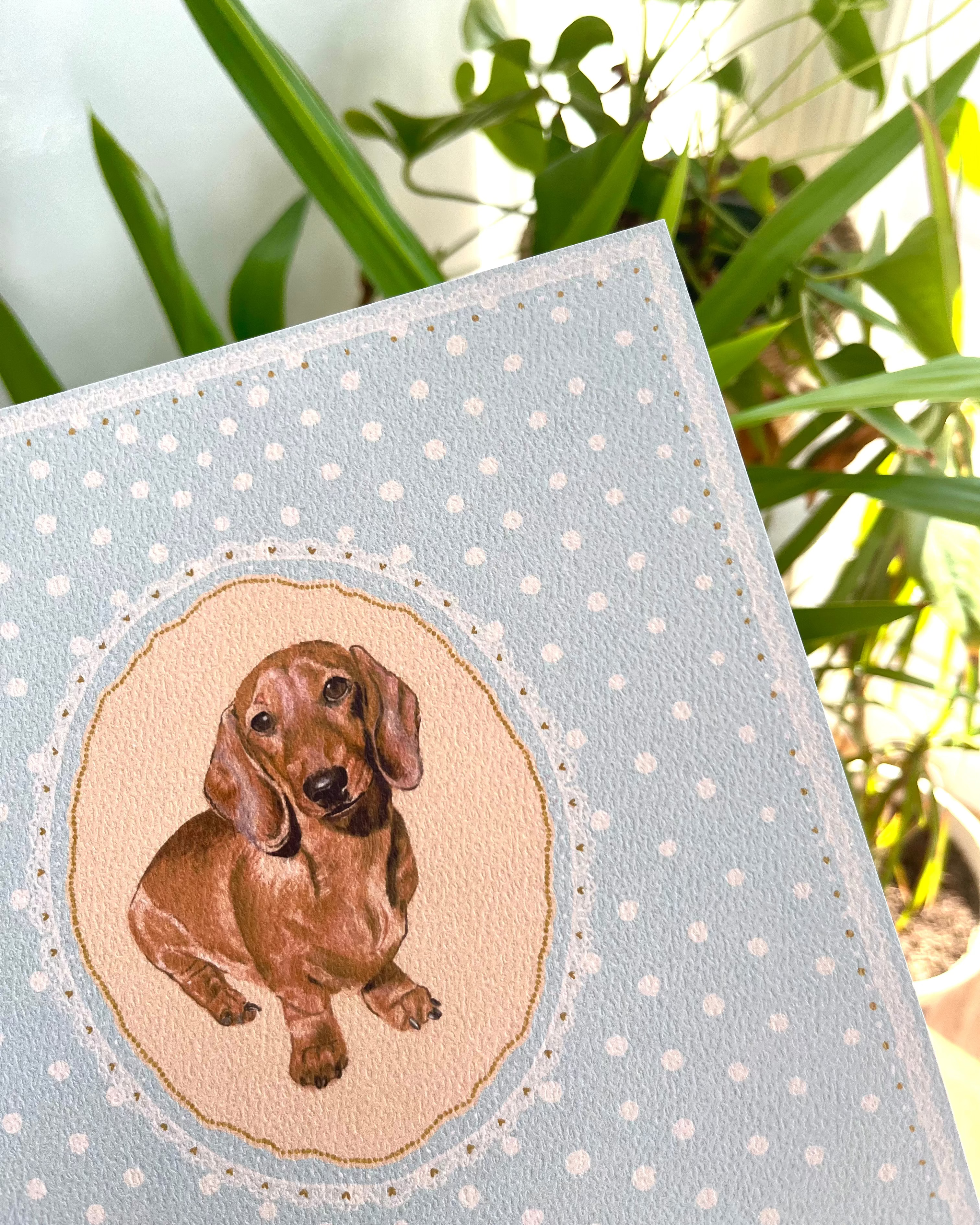 "Ice Polka Dots" Hand-Illustrated Personalised Pet Portrait Print