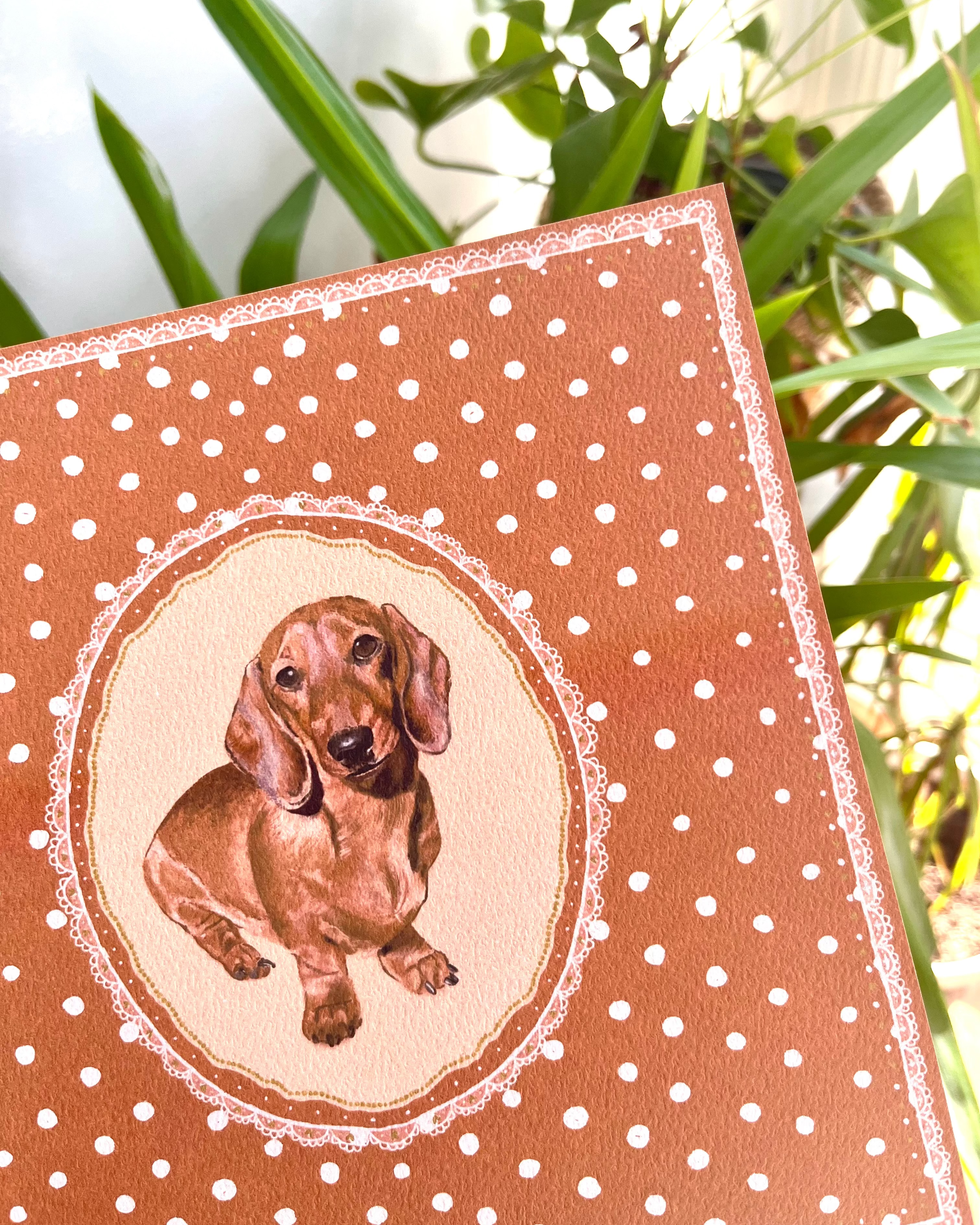 "Clementine Polka Dots" Hand-Illustrated Personalised Pet Portrait Print