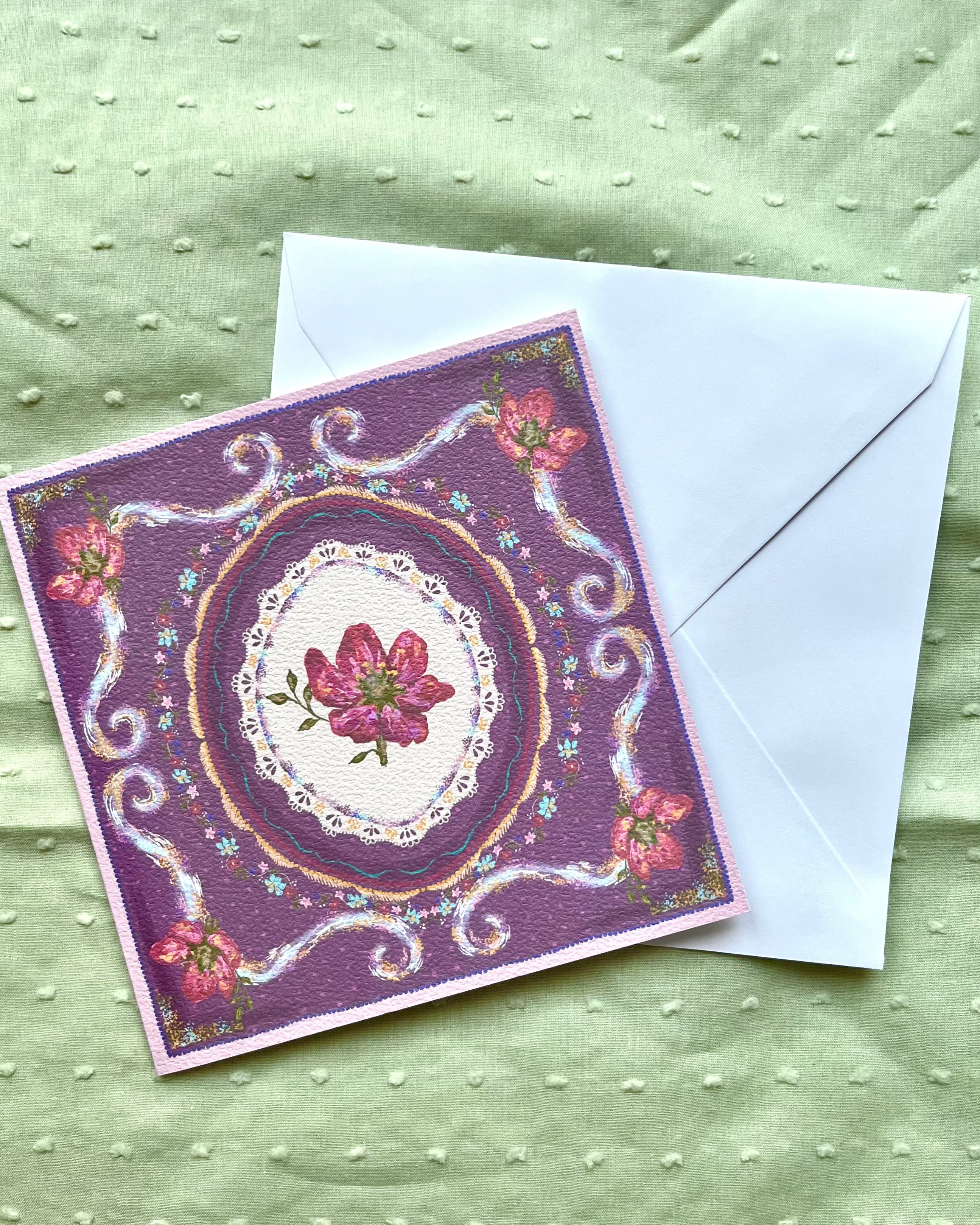 "Amethyst Reverie" Vintage Floral Greeting Card