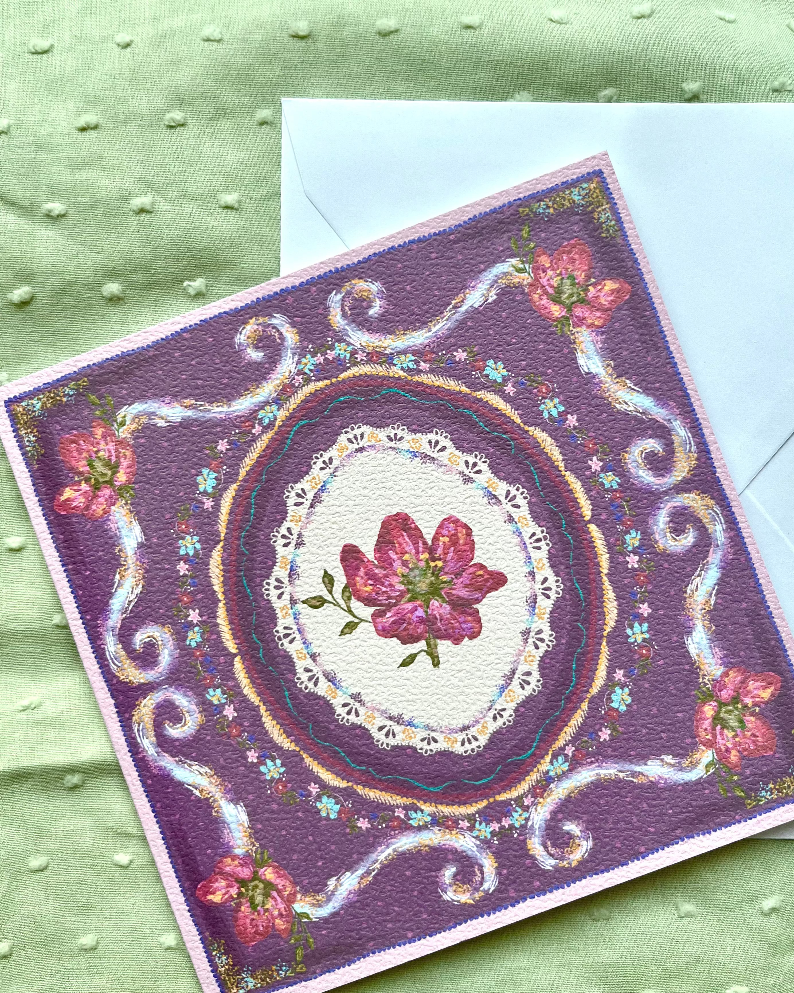 "Amethyst Reverie" Vintage Floral Greeting Card