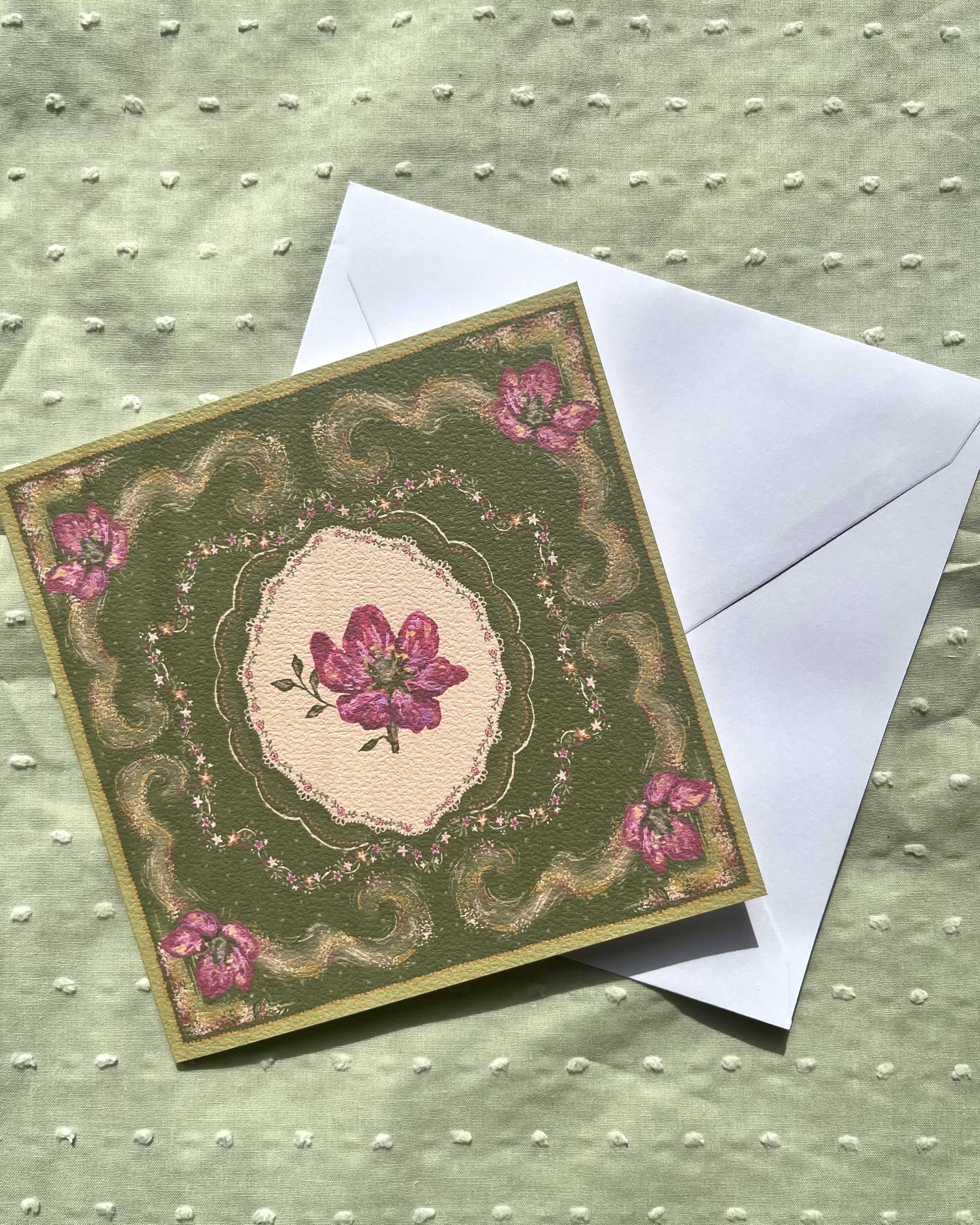 "Bayou Reverie" Vintage Floral Greeting Card