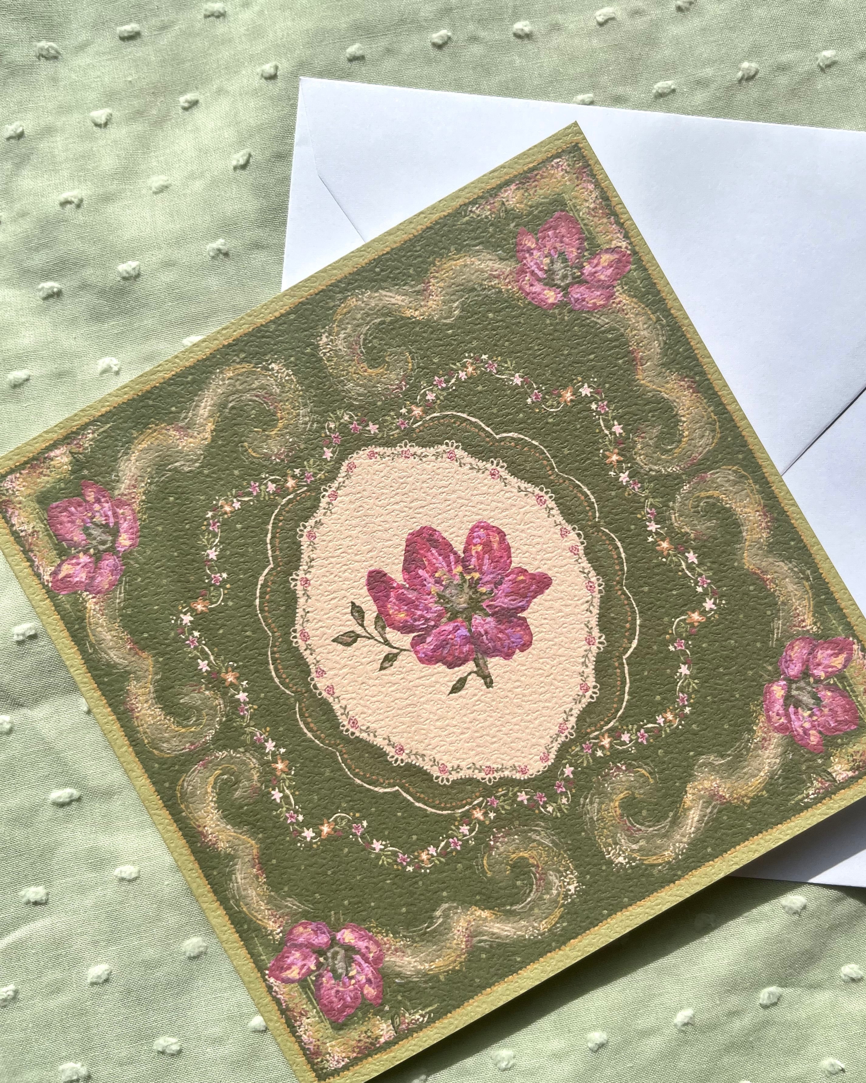 "Bayou Reverie" Vintage Floral Greeting Card
