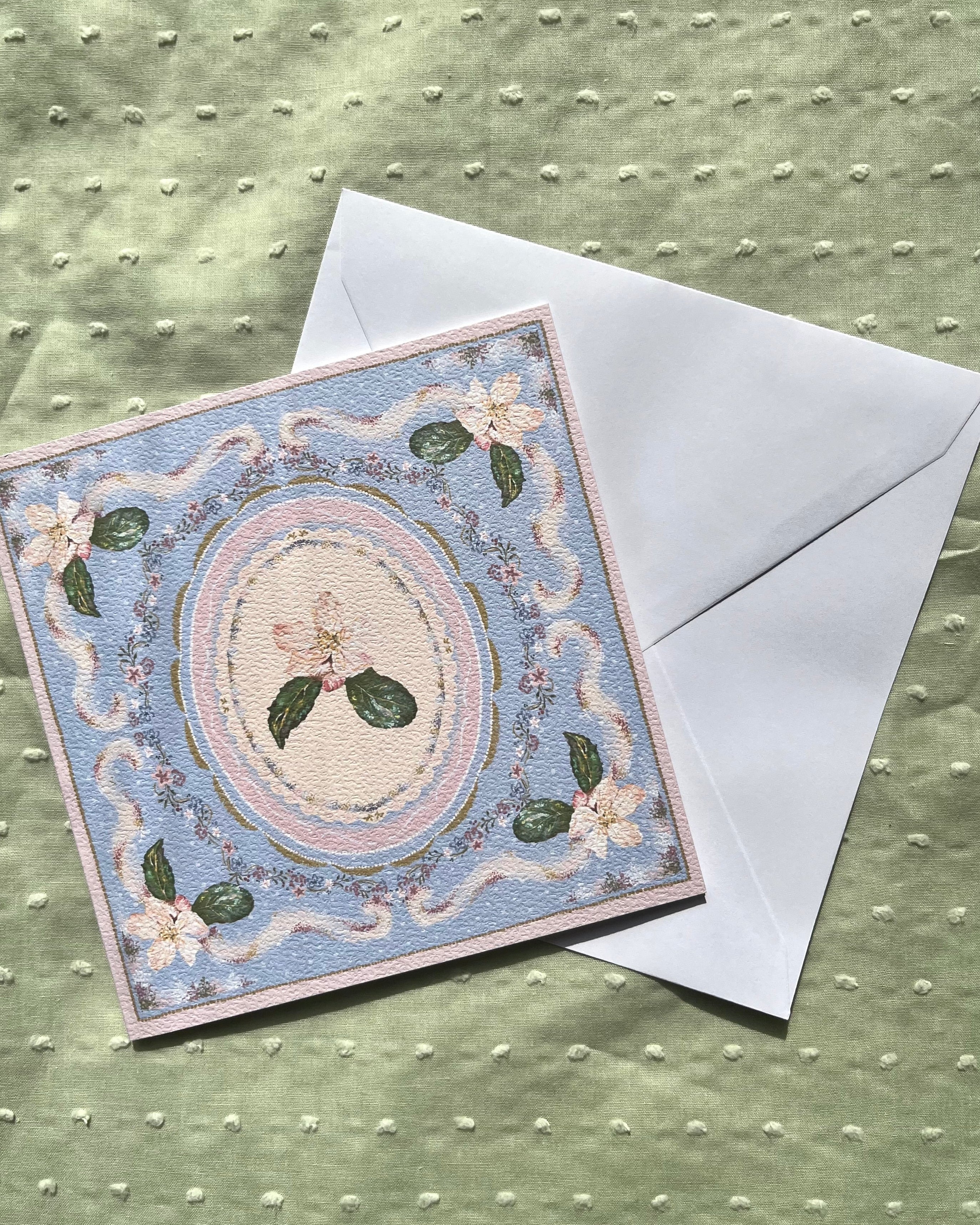 "Periwinkle Reverie" Vintage Floral Greeting Card