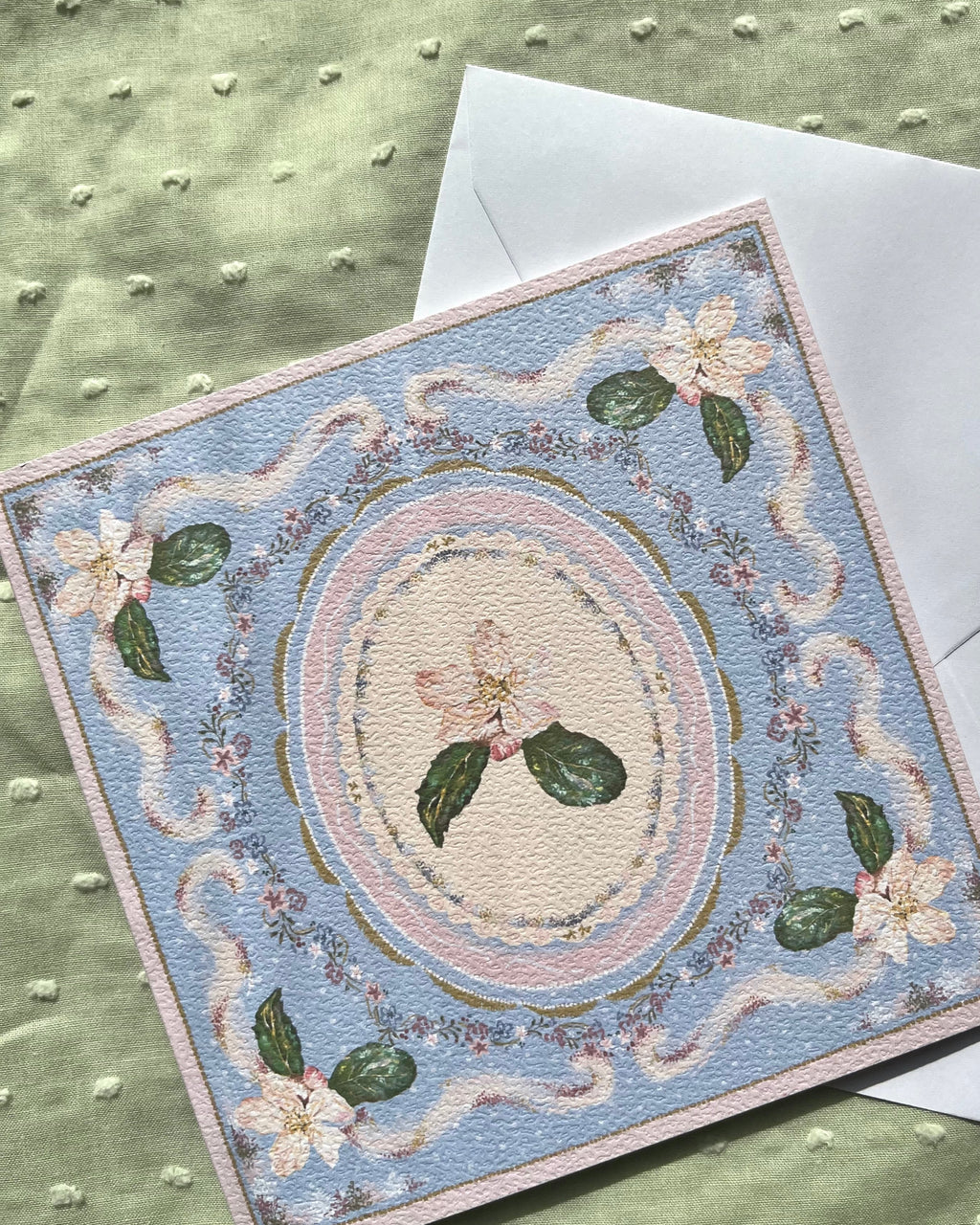 "Periwinkle Reverie" Vintage Floral Greeting Card