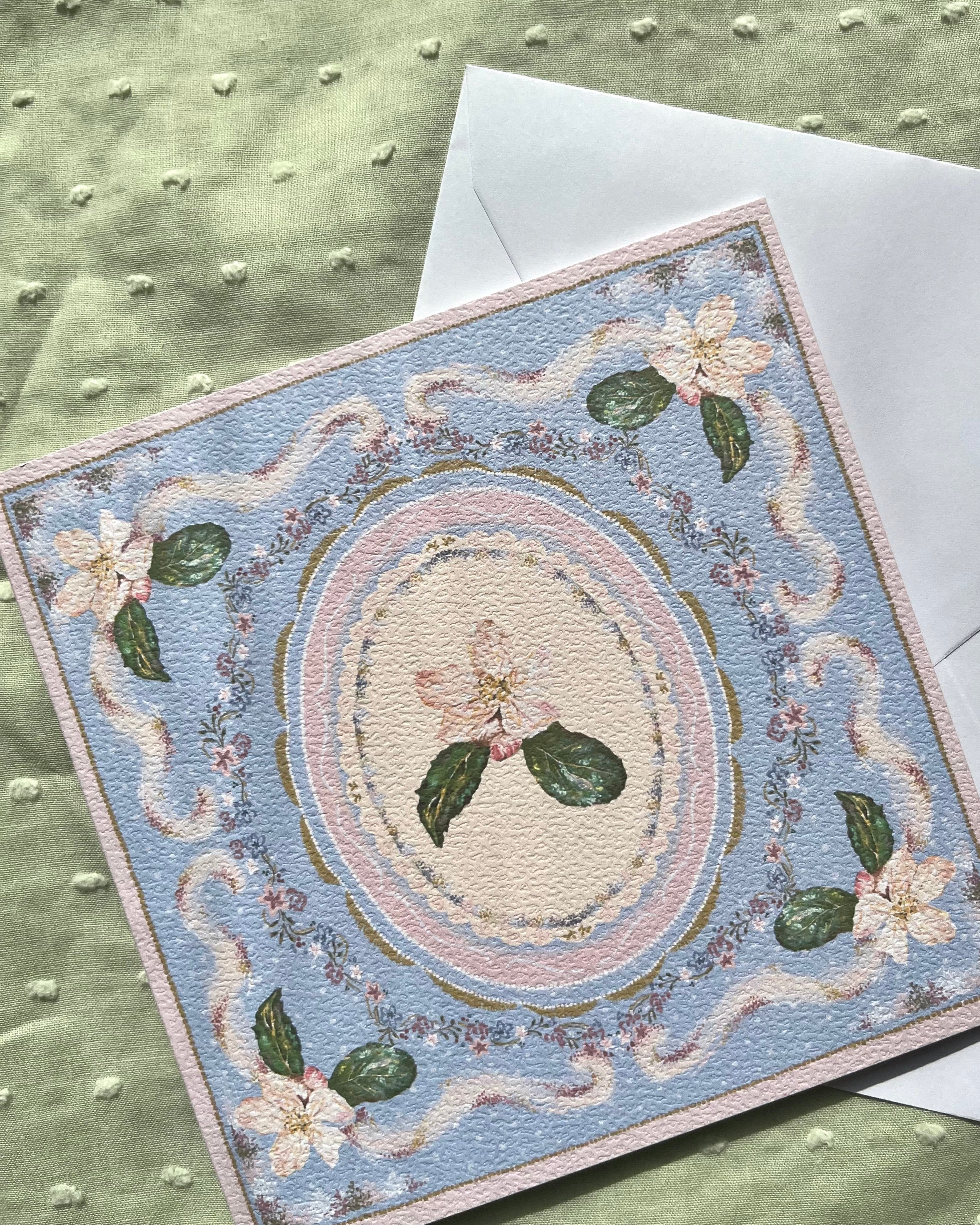 "Periwinkle Reverie" Vintage Floral Greeting Card