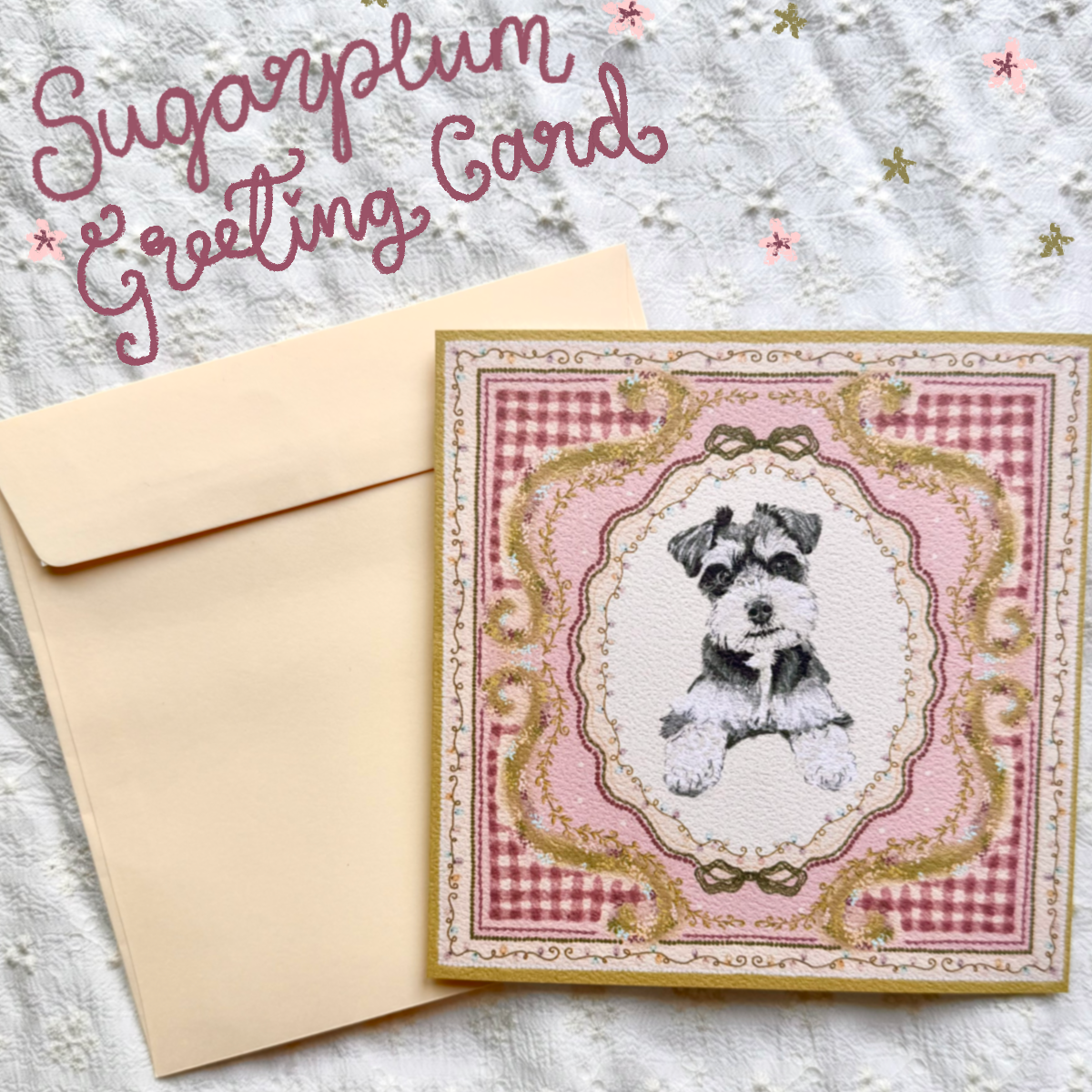 "Sugarplum" Miniature Salt & Pepper Schnauzer Christmas Greeting Card