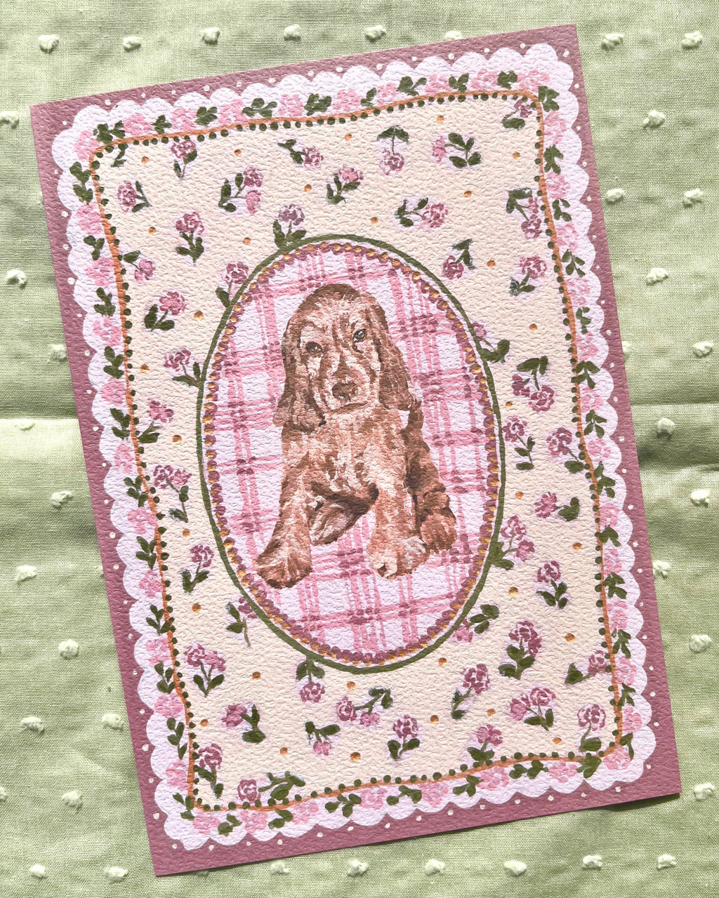 "Rosy Meadow" Roan English Cocker Spaniel Art Print