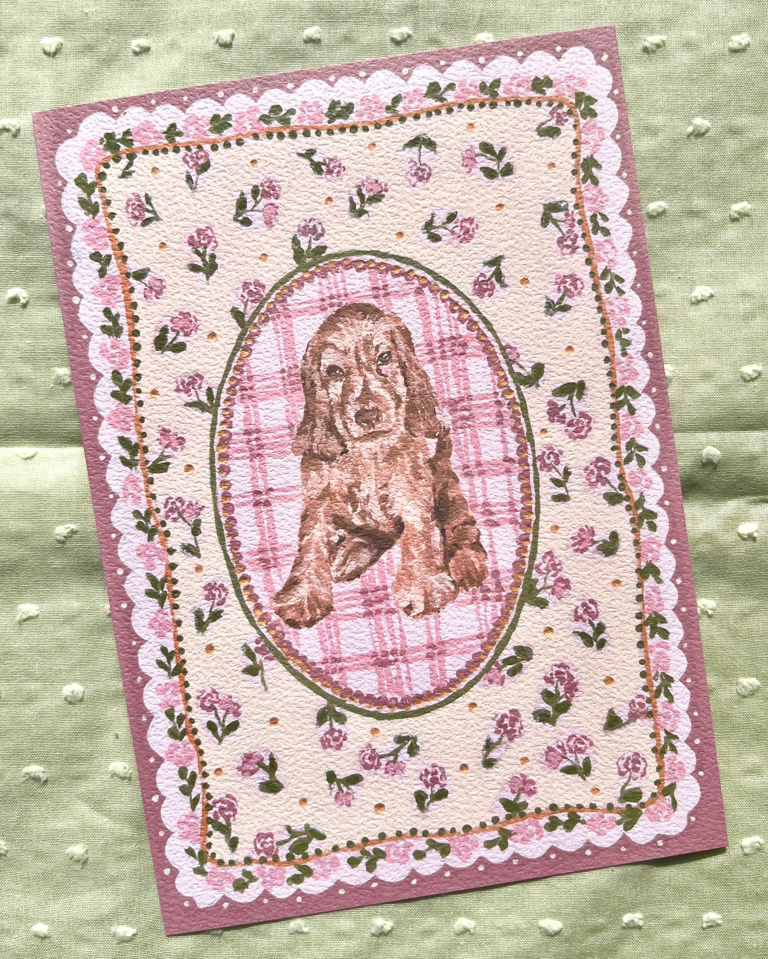 "Rosy Meadow" Roan English Cocker Spaniel Art Print