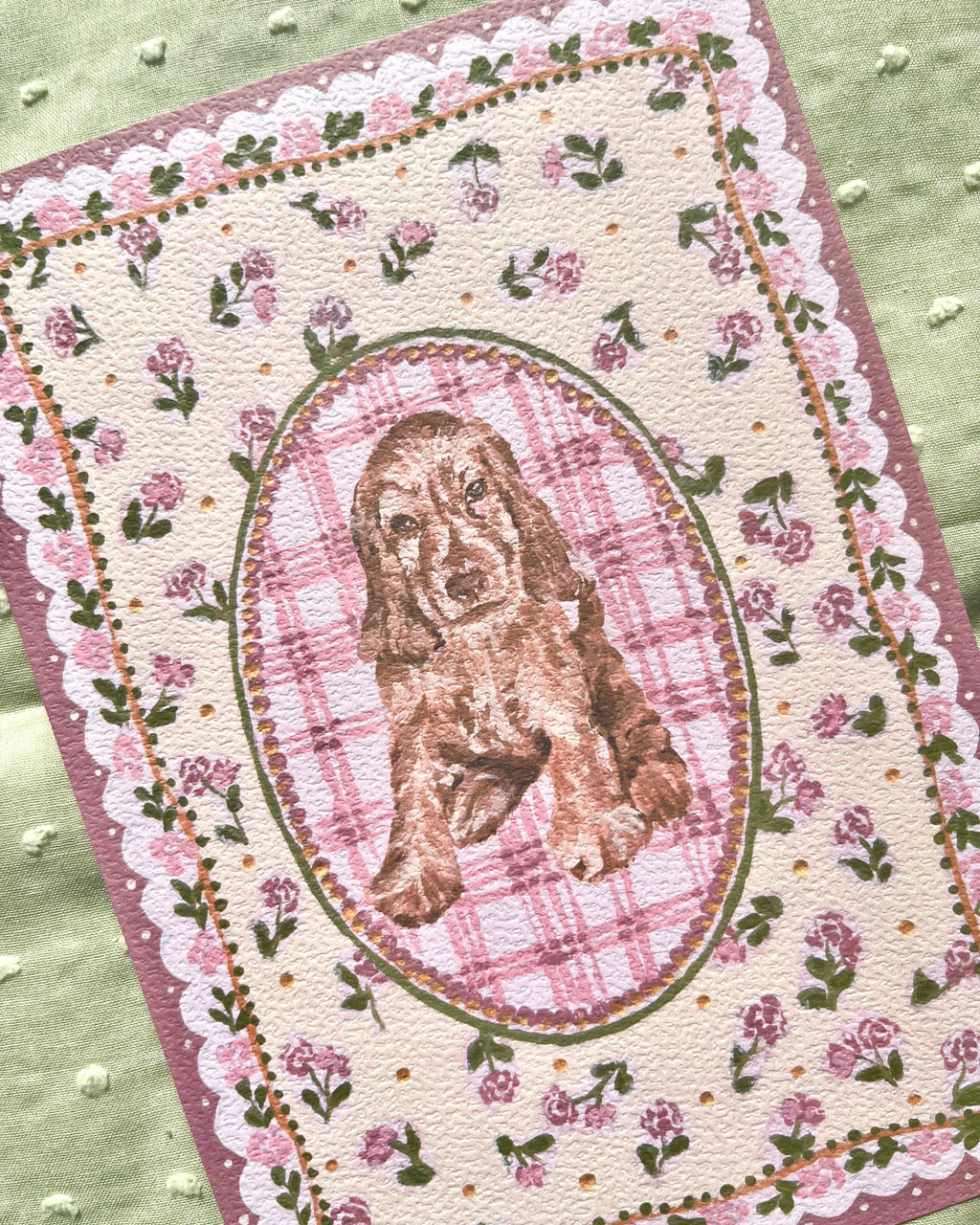 "Rosy Meadow" Roan English Cocker Spaniel Art Print