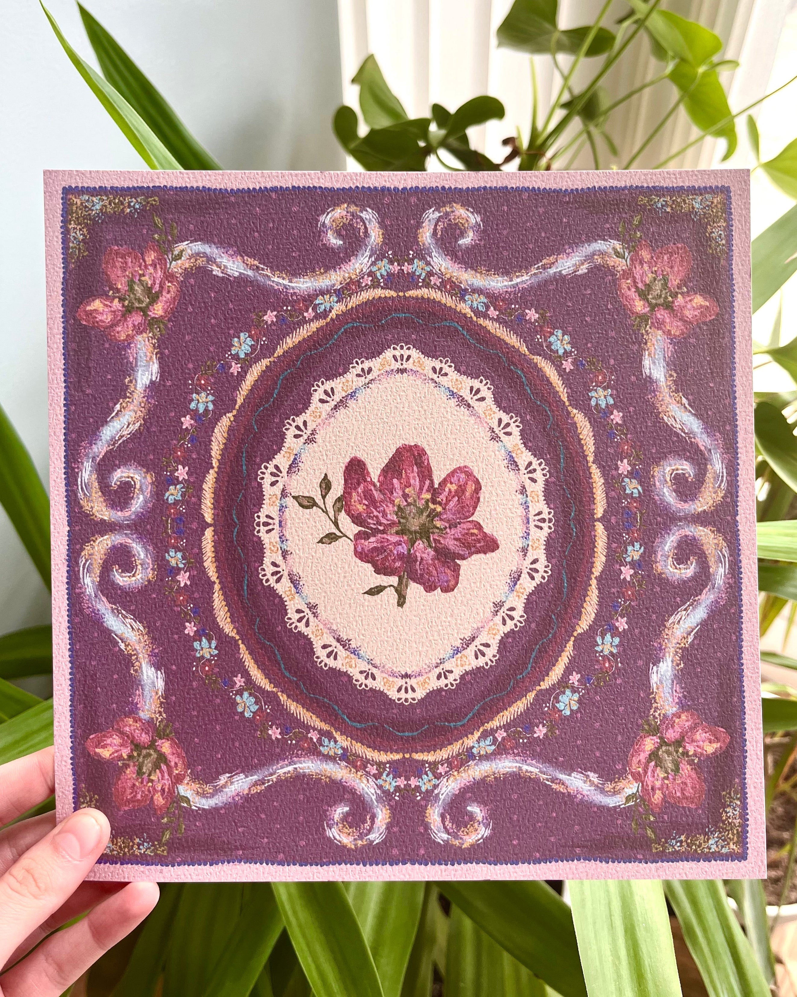 "Amethyst Reverie" Vintage Floral Art Print